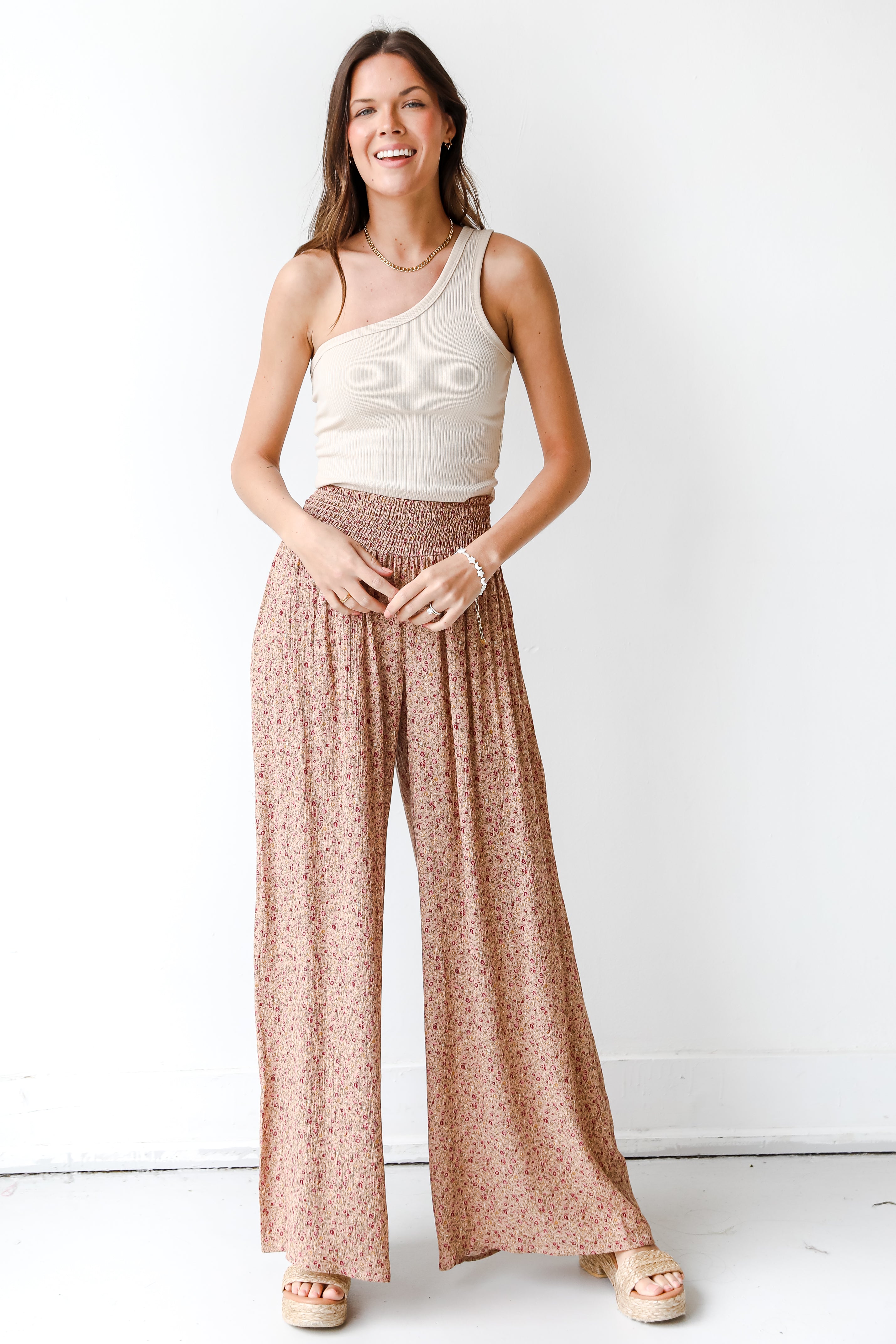 Floral Wide Leg Pants front view