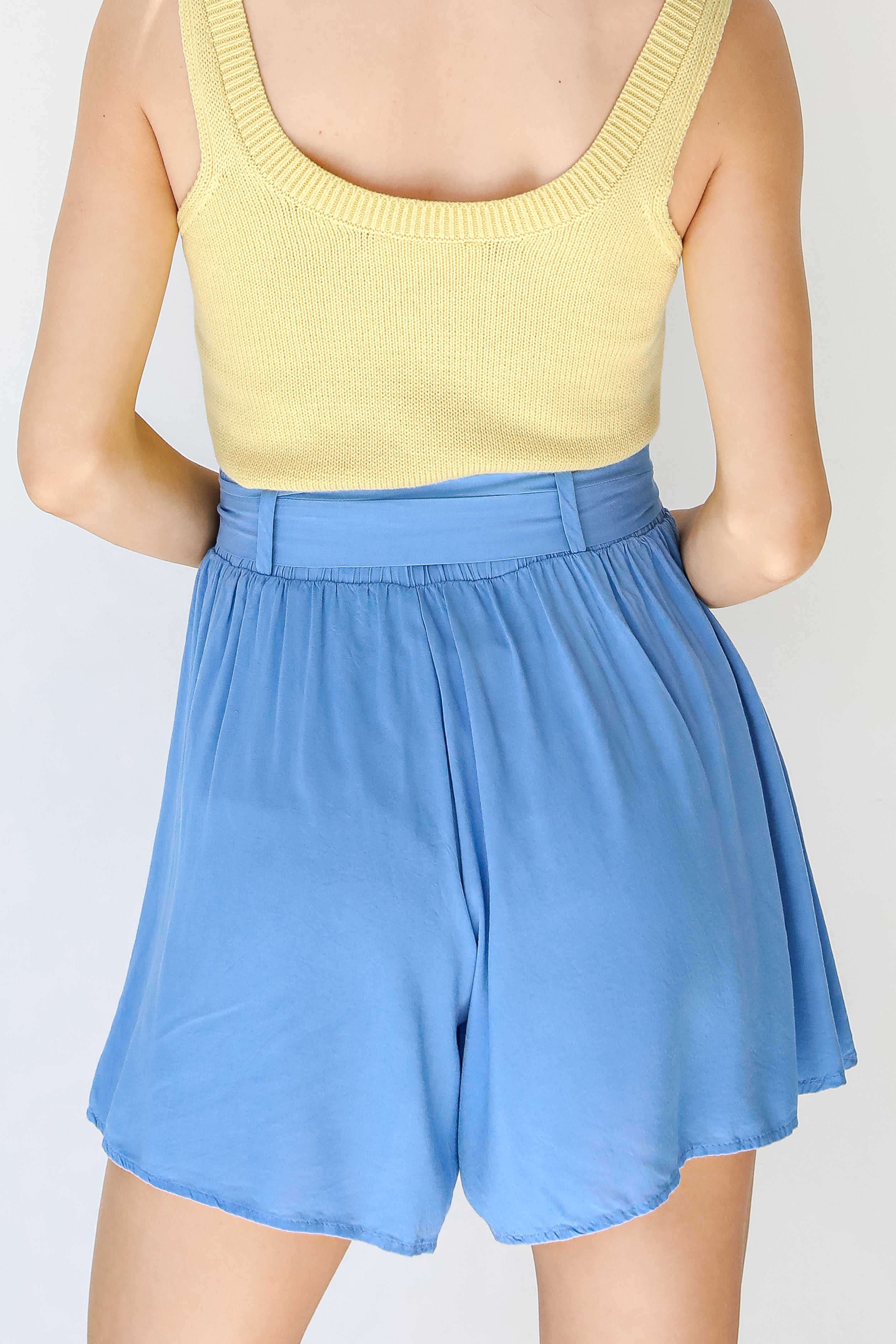 Shorts in denim back view