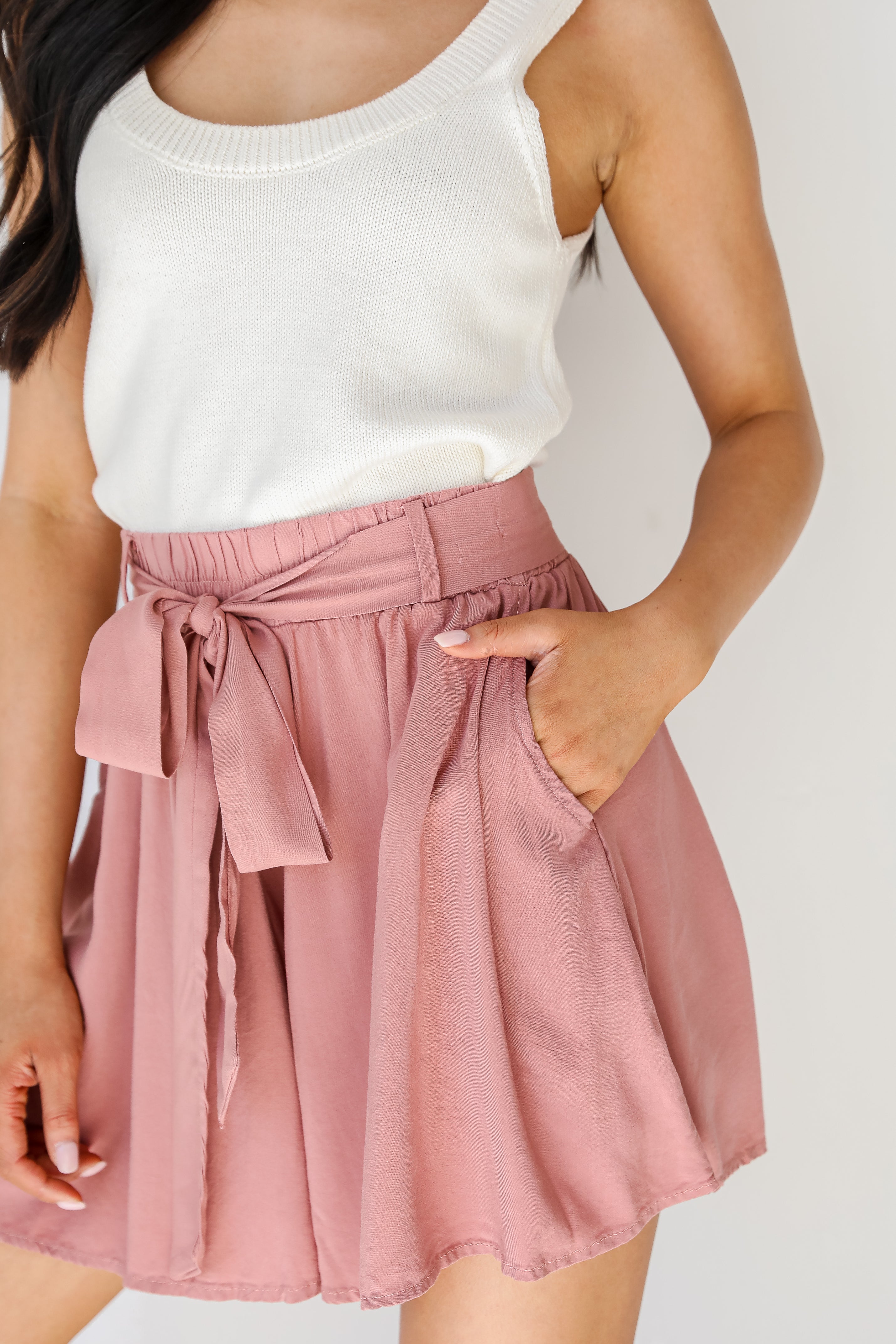 Shorts in mauve side view