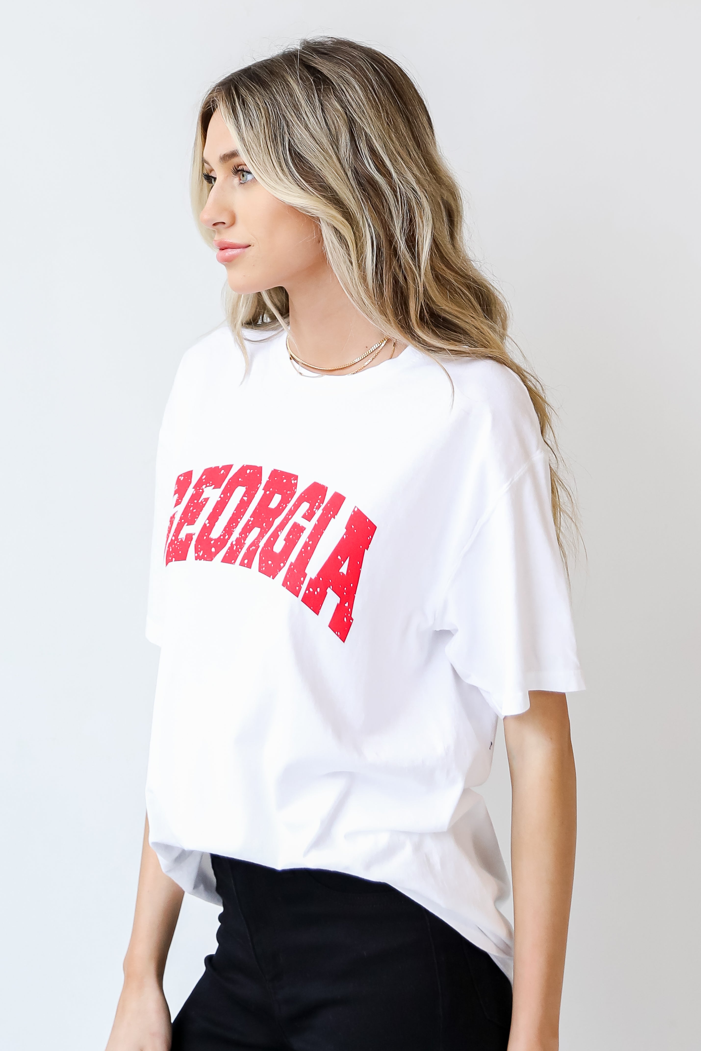 Georgia Tee in white side view