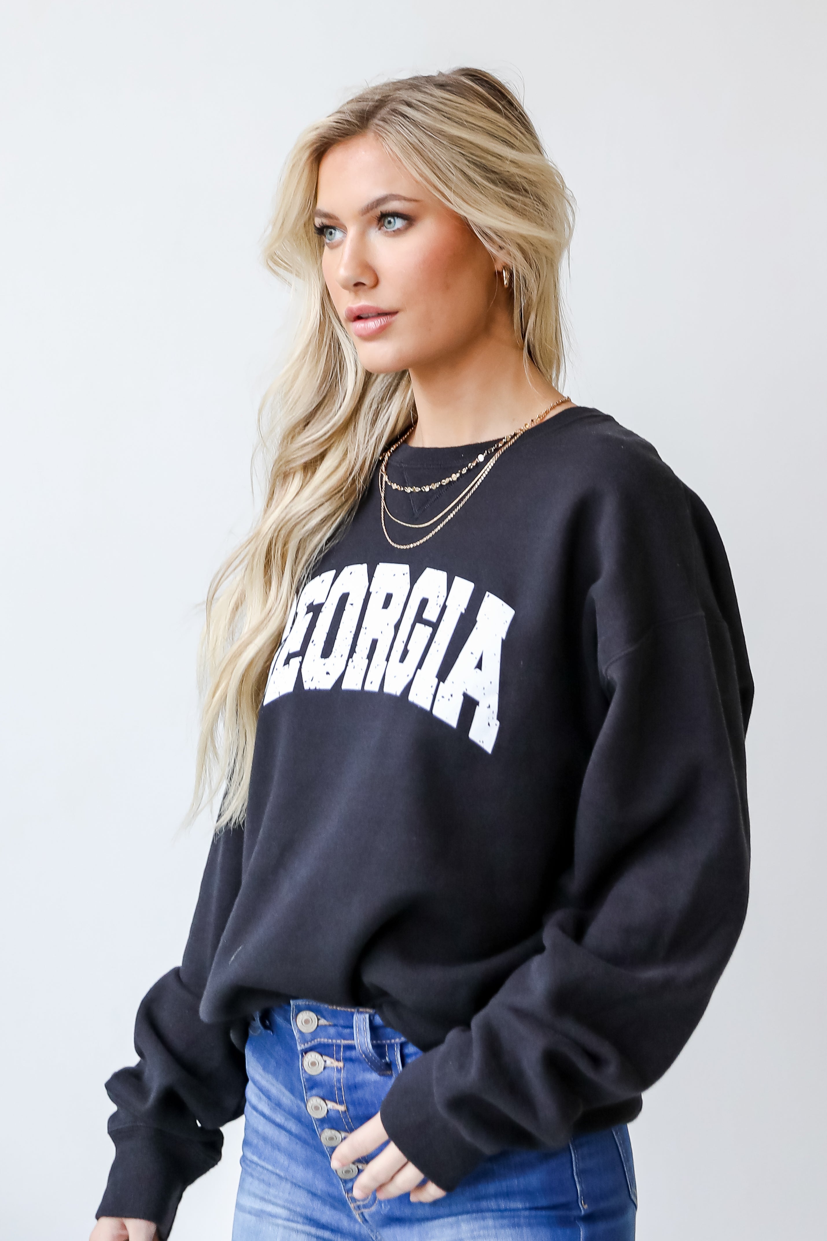 Black Georgia Pullover side view