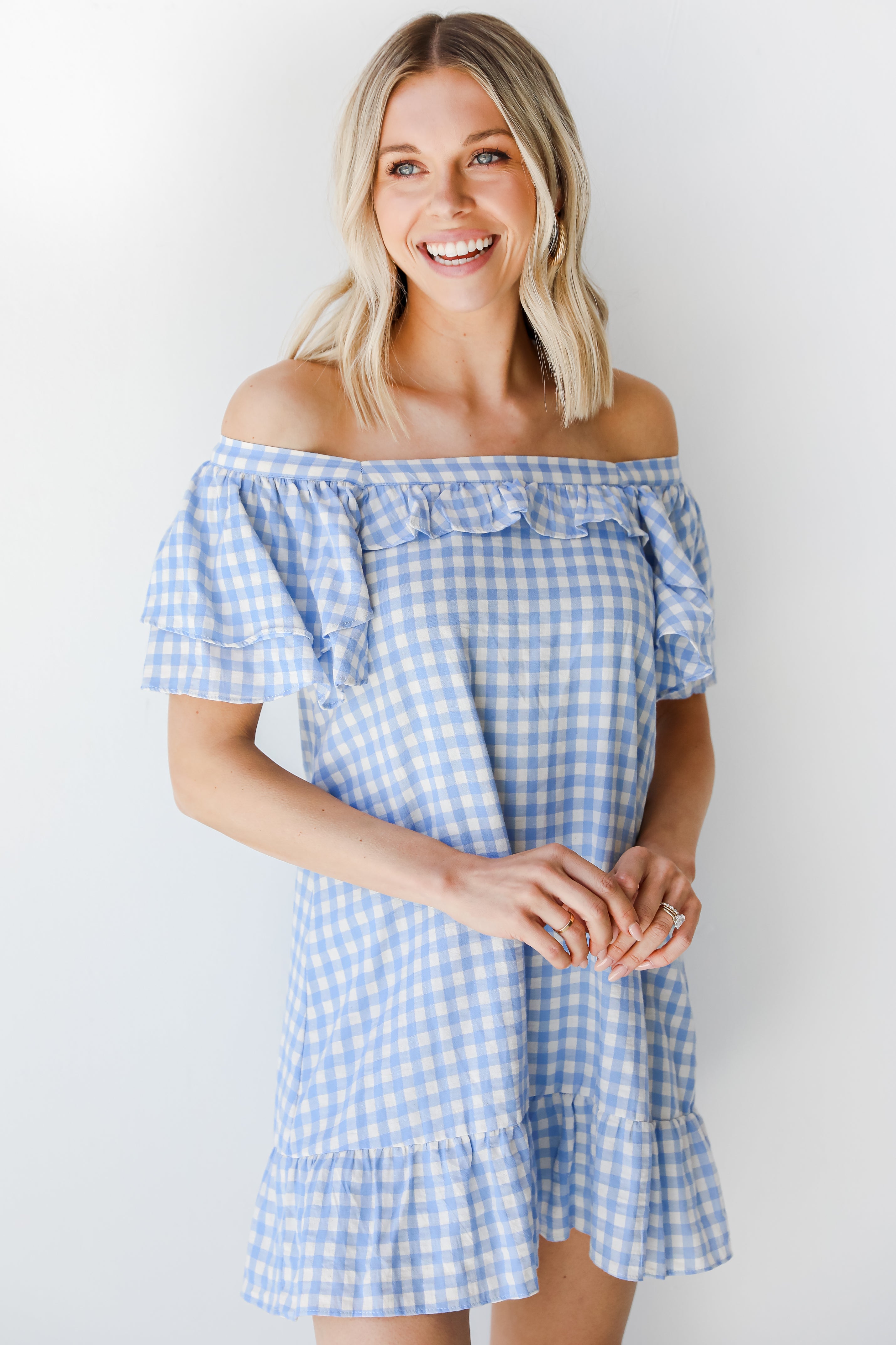 Gingham Mini Dress on model