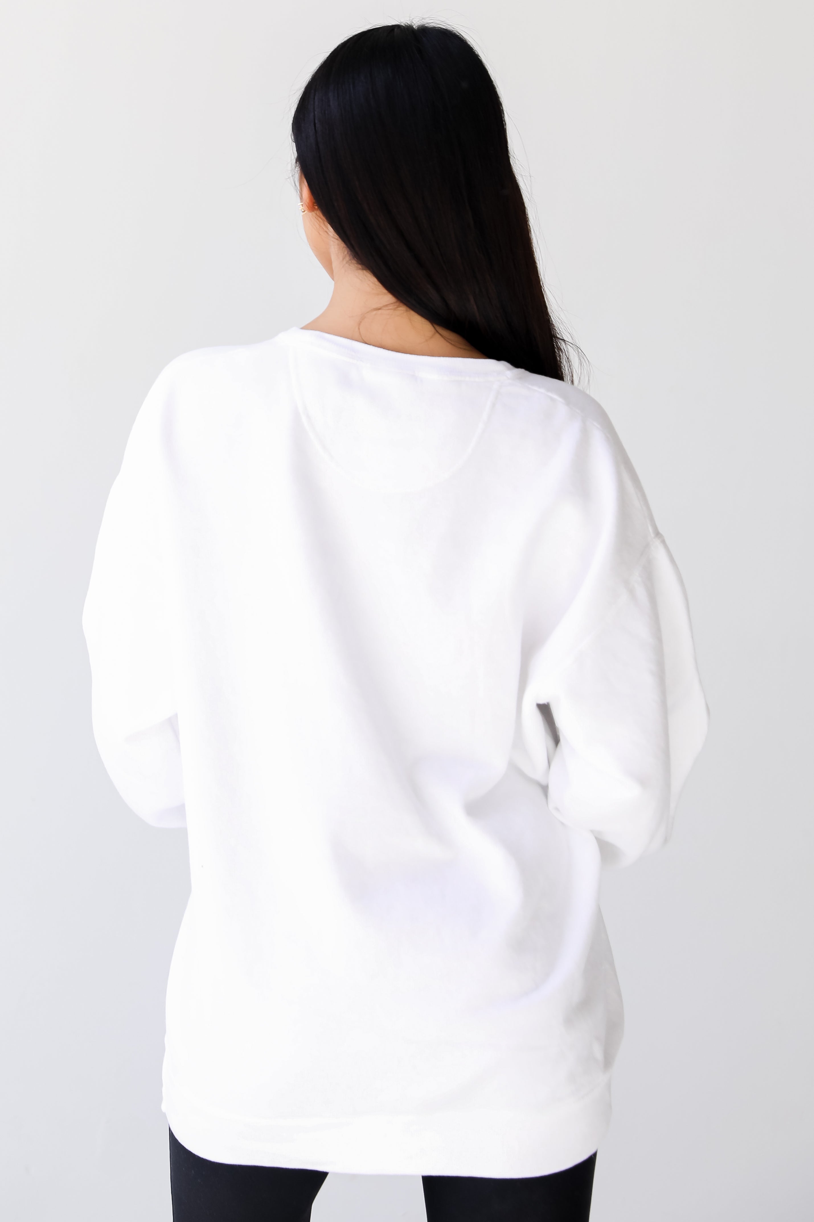 White Glory Glory Script Pullover back view