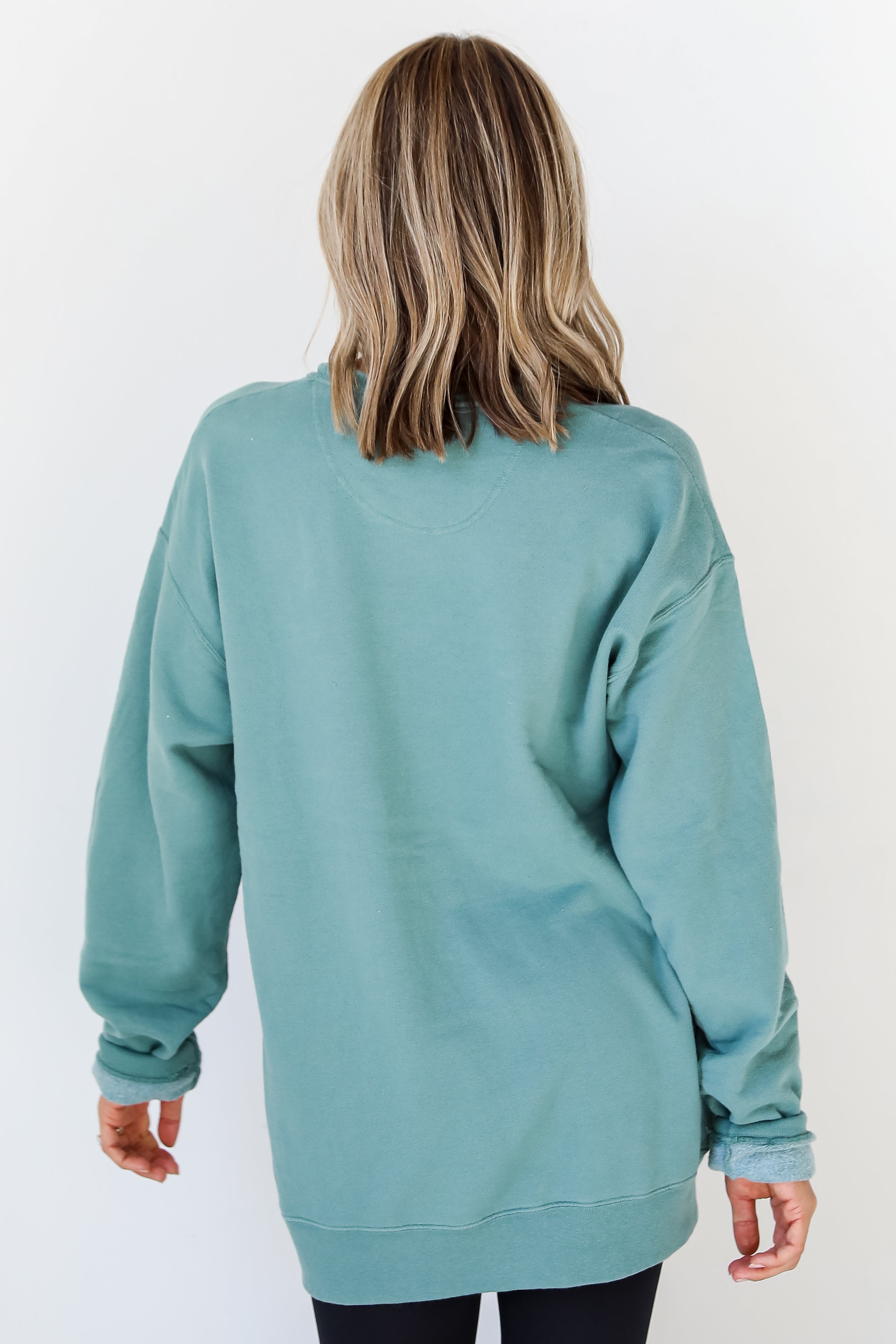 Seafoam God Is Good Pullover back view