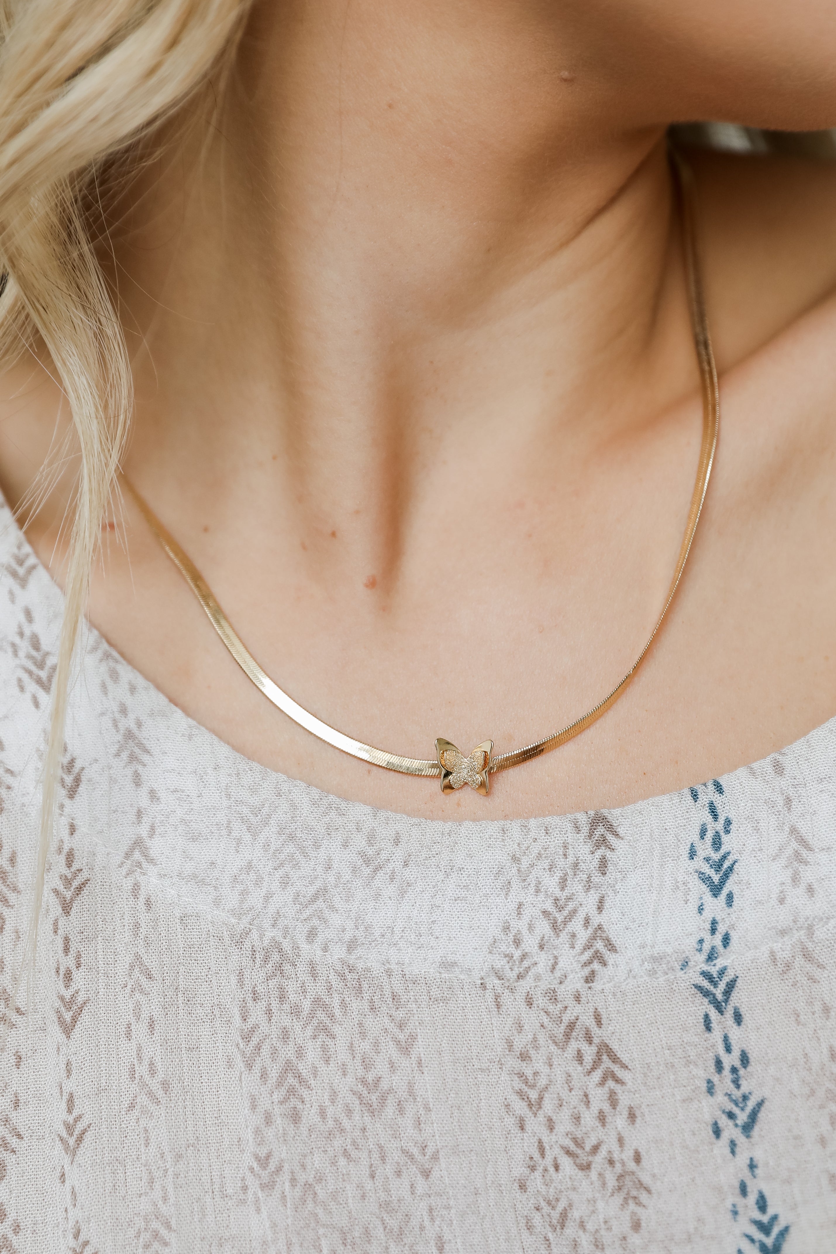 Gold Butterfly Snake Chain Necklace