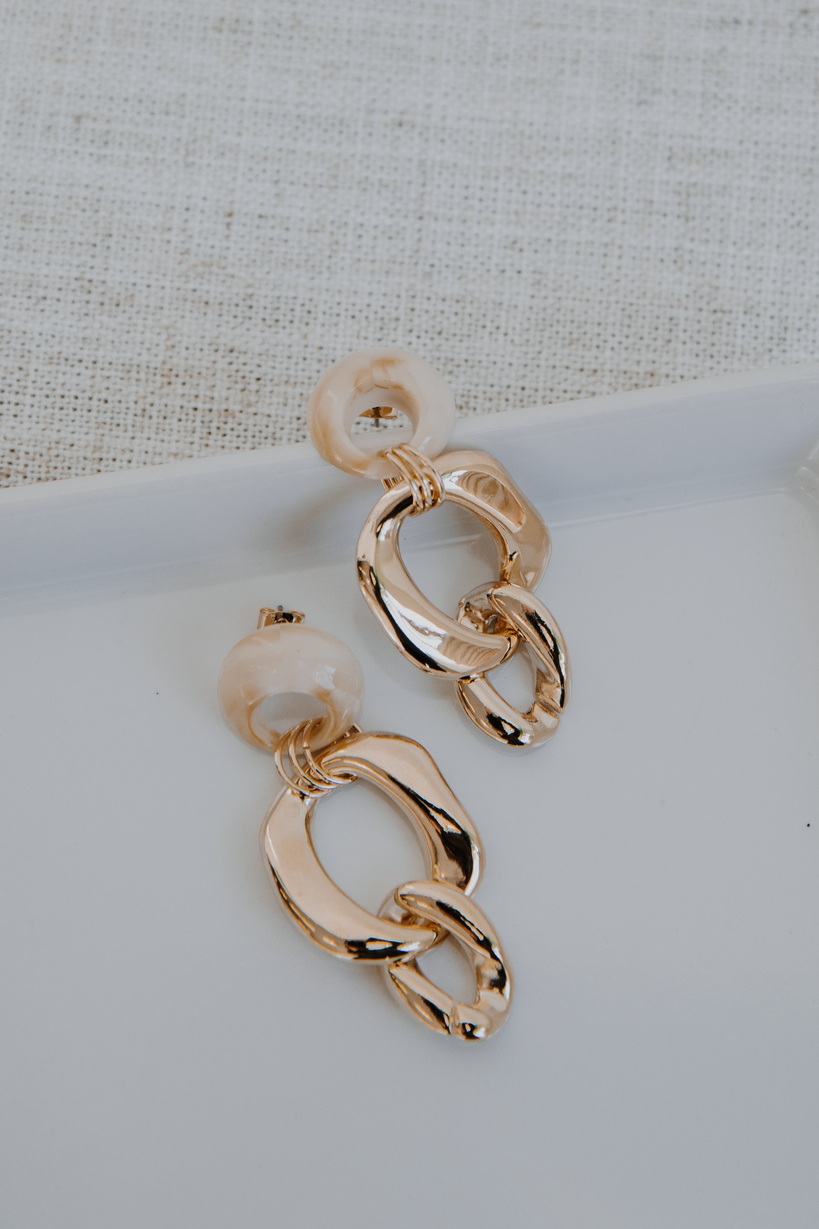Gold Chainlink Drop Earrings flat lay