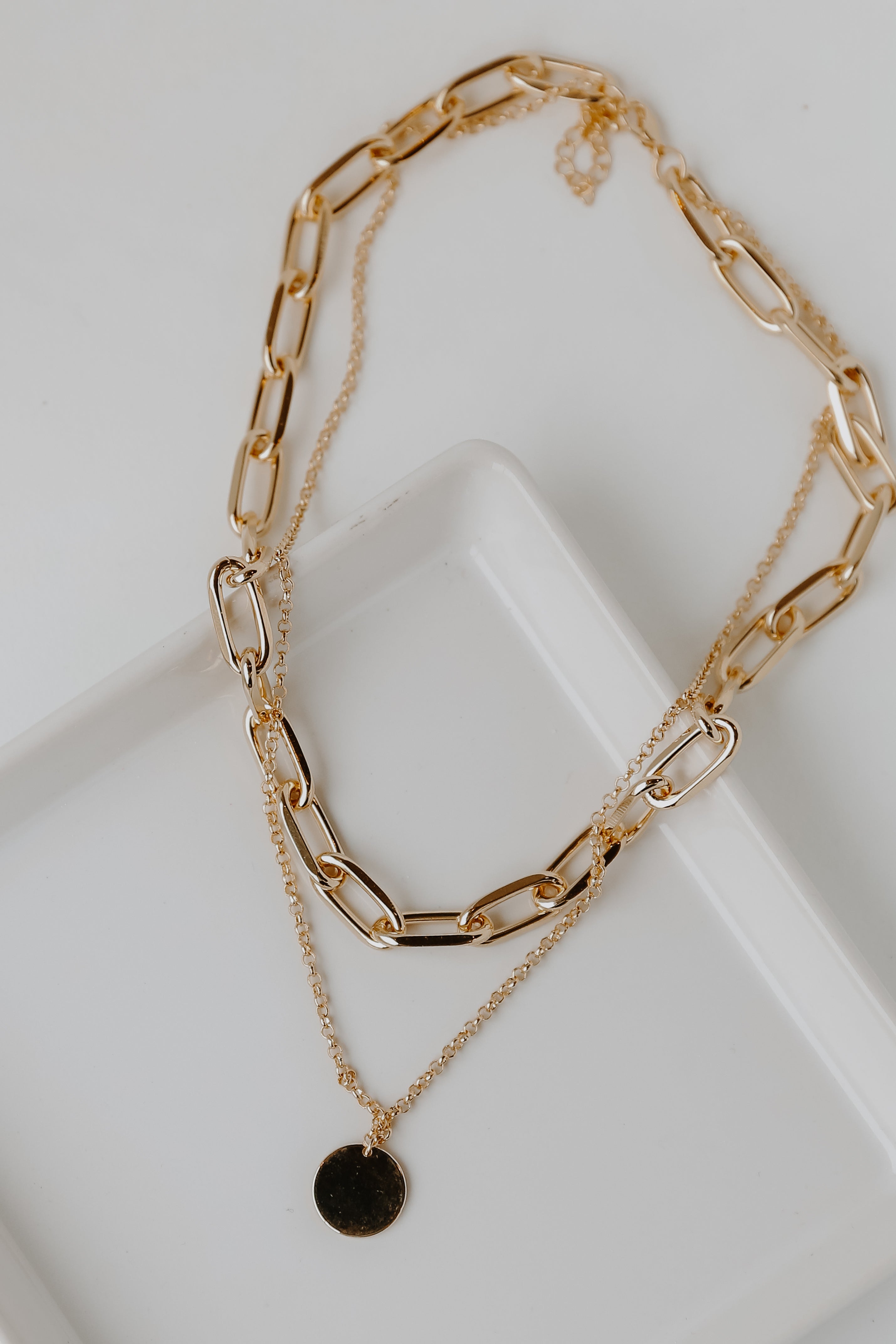 Gold Layered Chain Necklace flat lay
