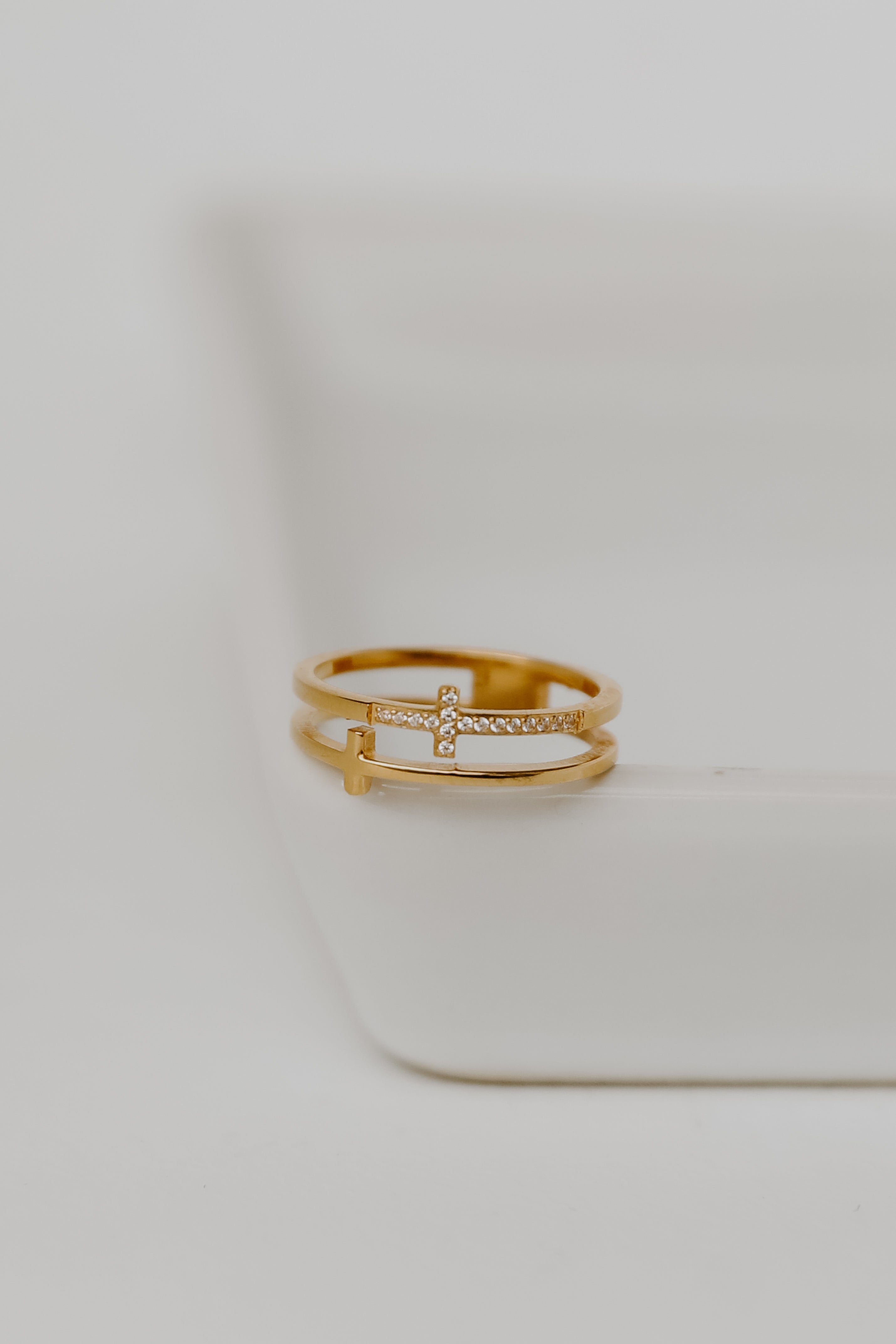 Gold Rhinestone Cross Ring from dress up