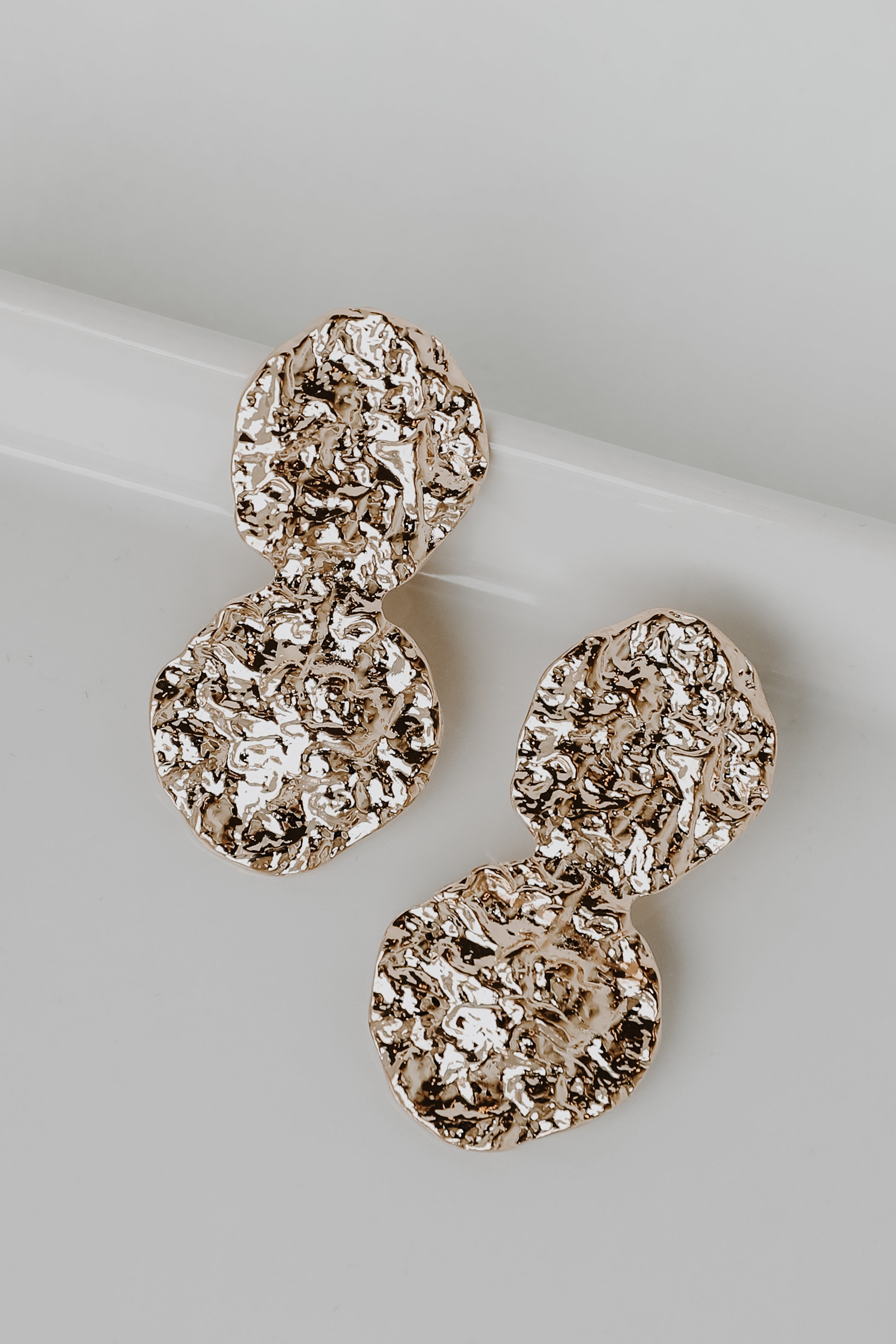 Gold Hammered Drop Earrings from dress up