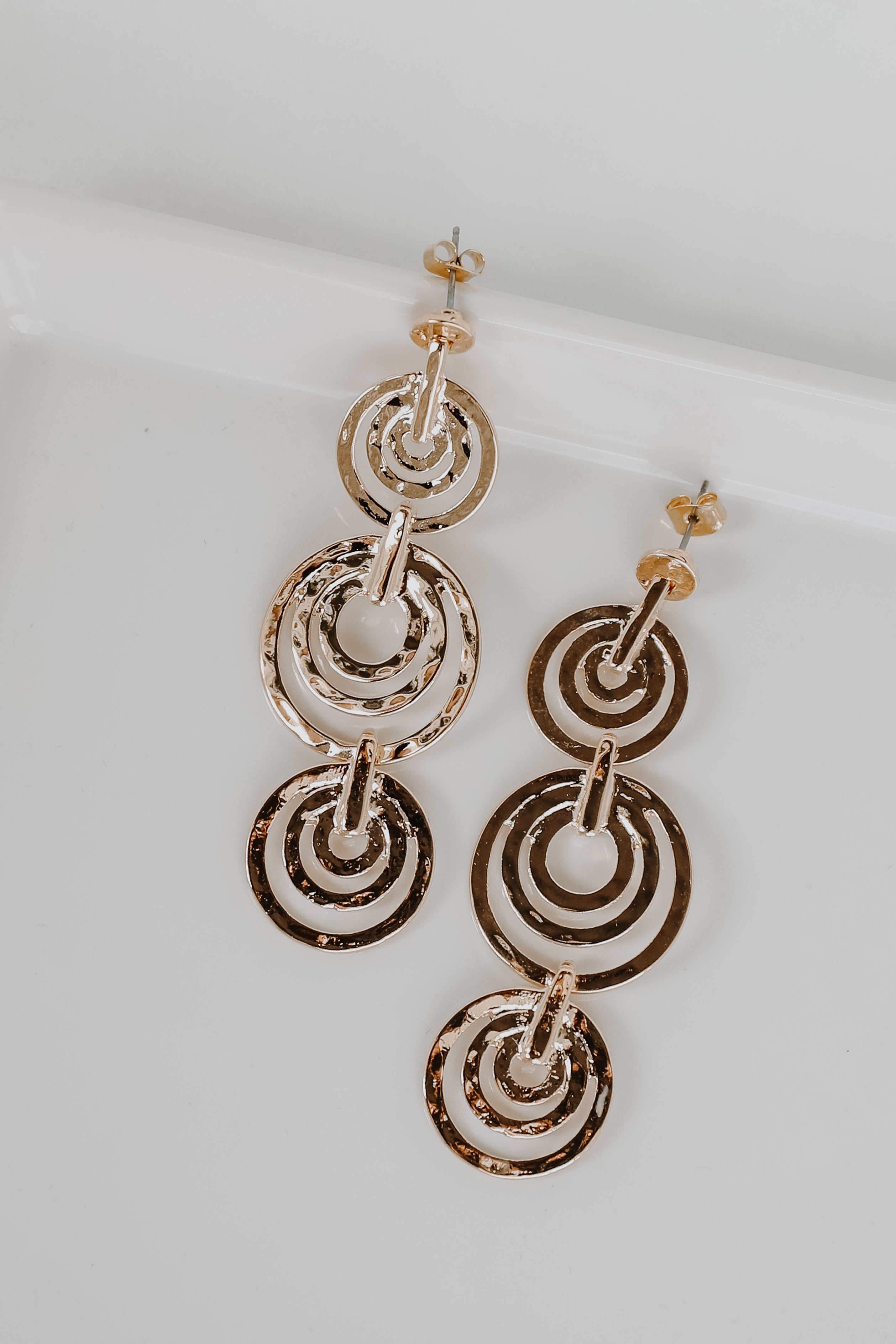 Gold Drop Earrings flat lay