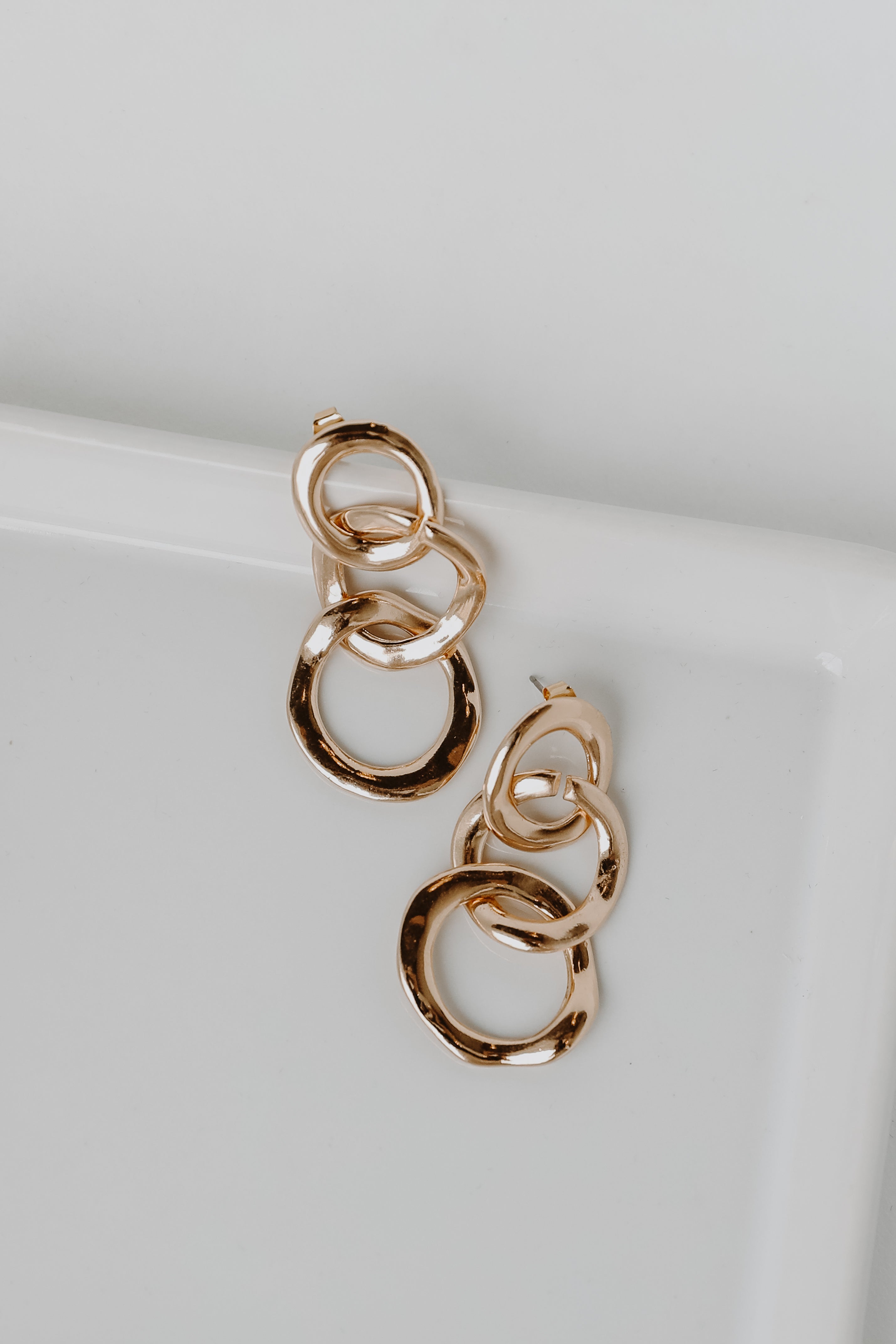 Gold Chainlink Drop Earrings flat lay