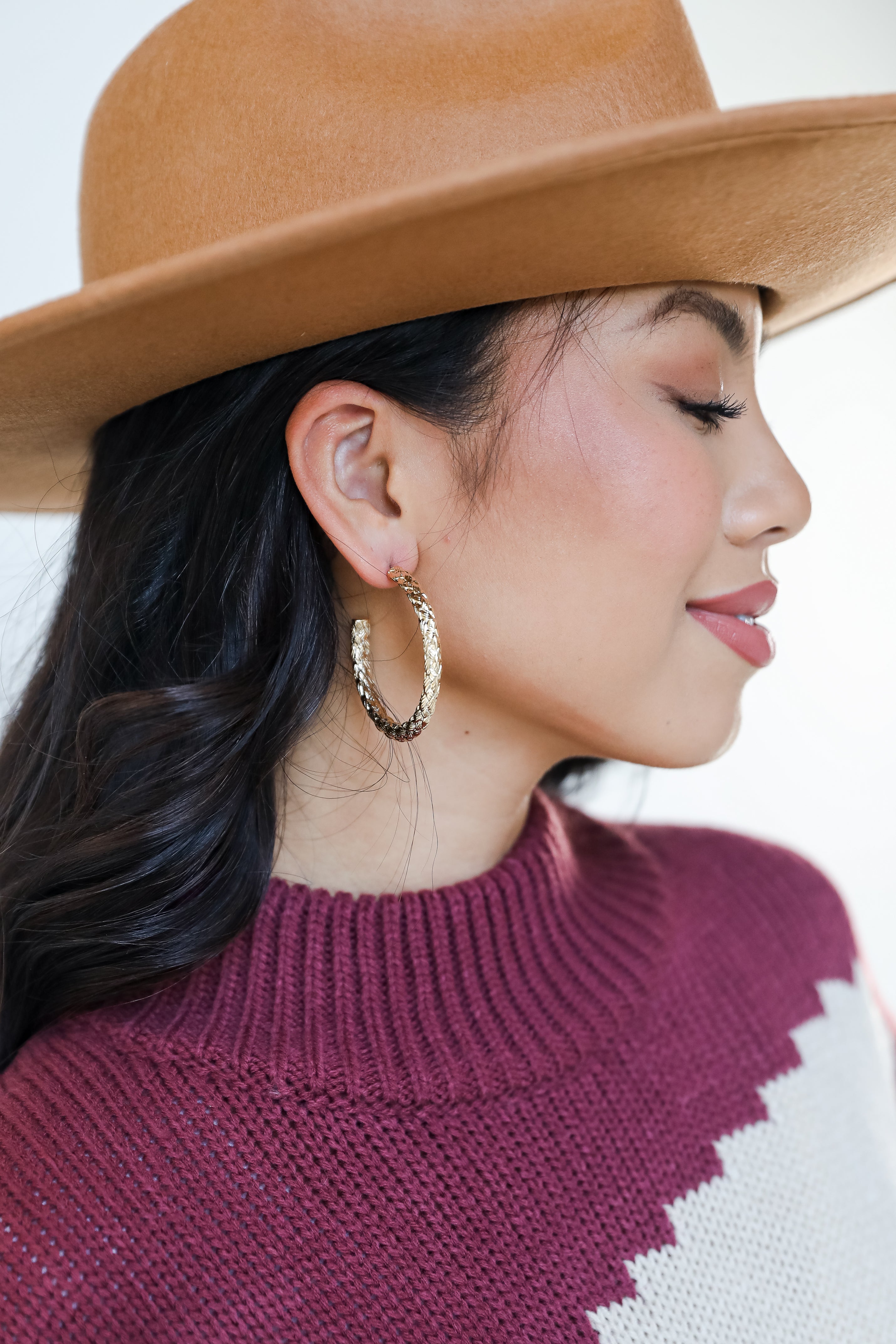 Gold Textured Hoop Earrings