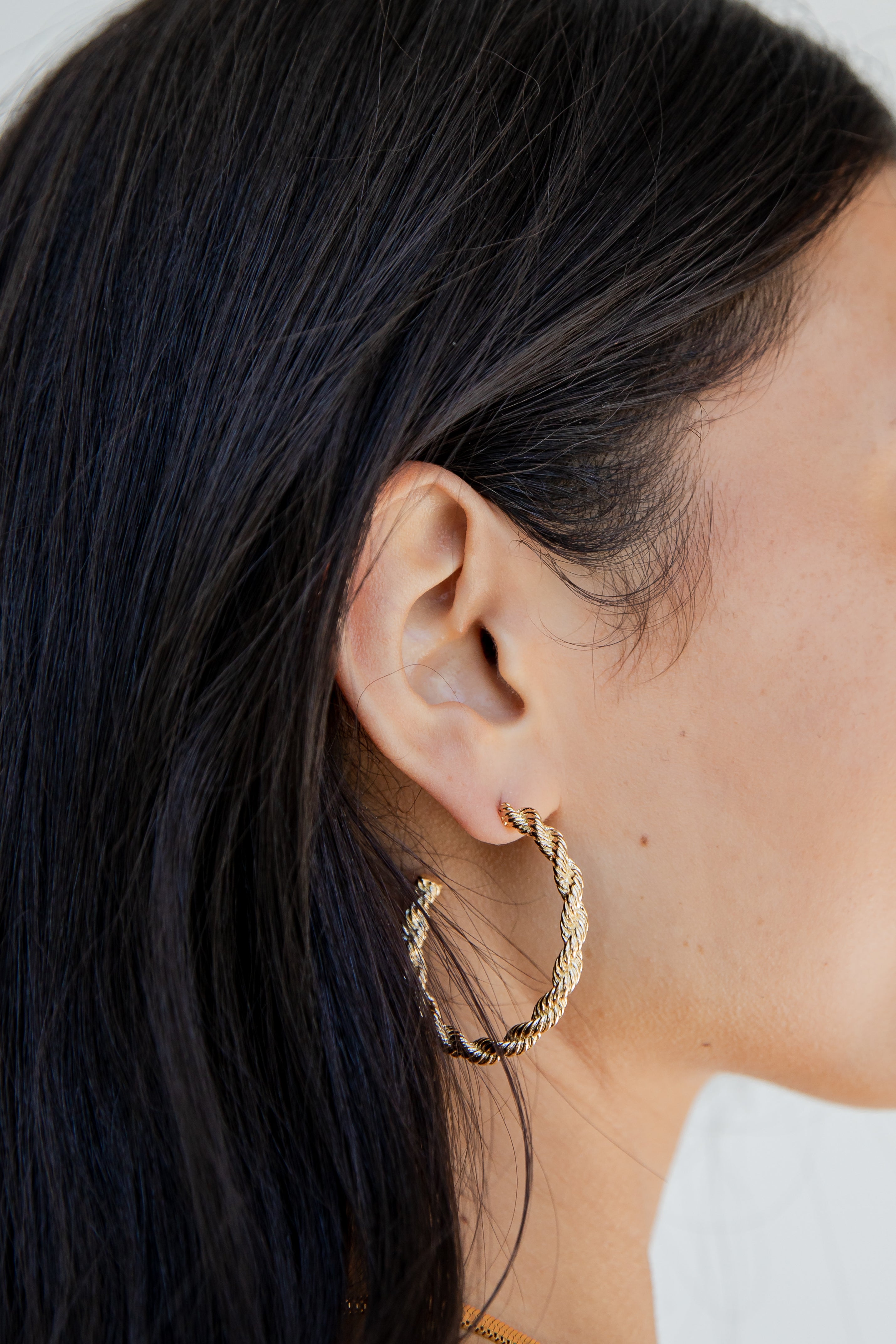 Gold Twisted Hoop Earrings