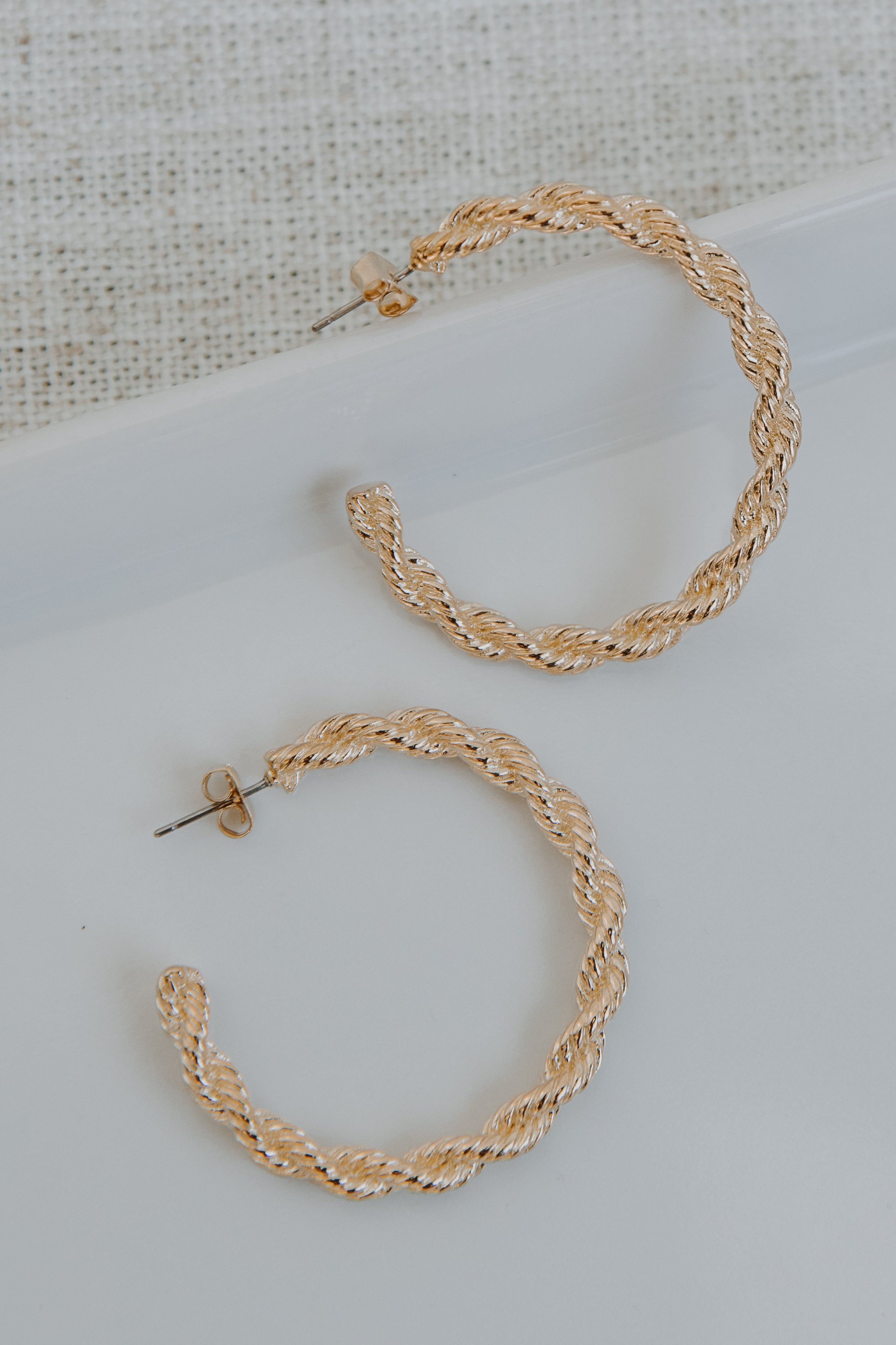 Gold Twisted Hoop Earrings from dress up