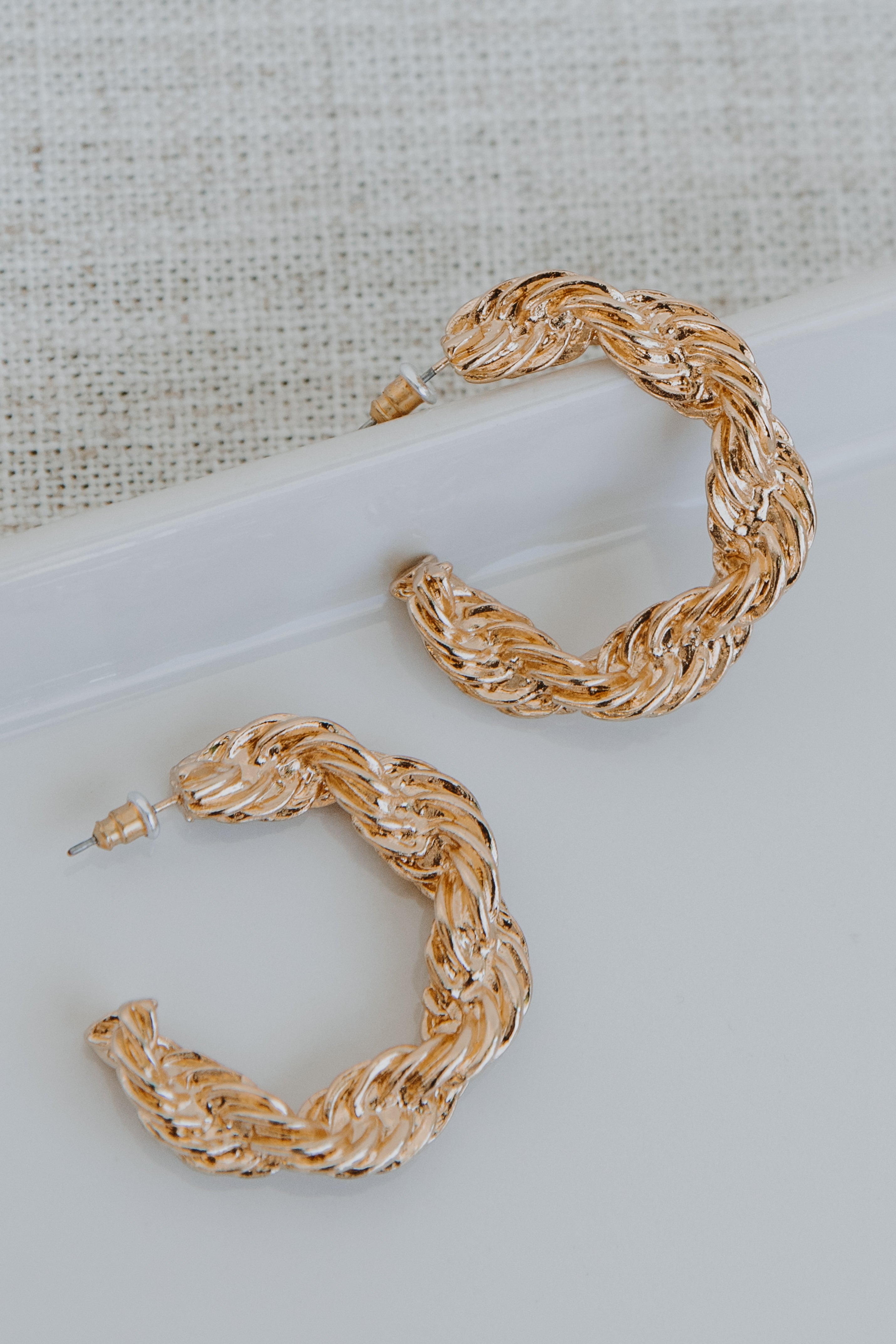 Gold Twisted Hoop Earrings from dress up