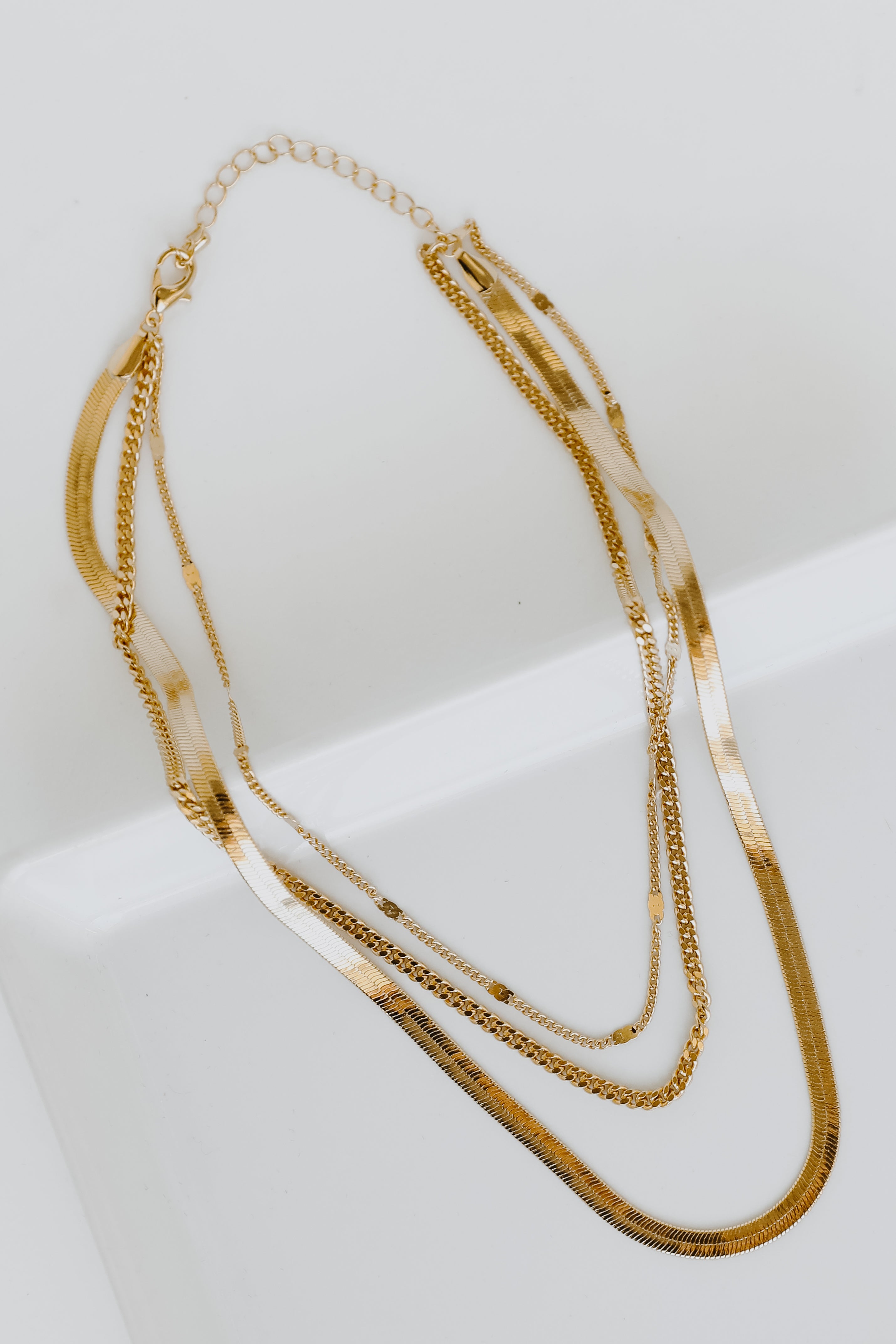 Gold Layered Chain Necklace flat lay