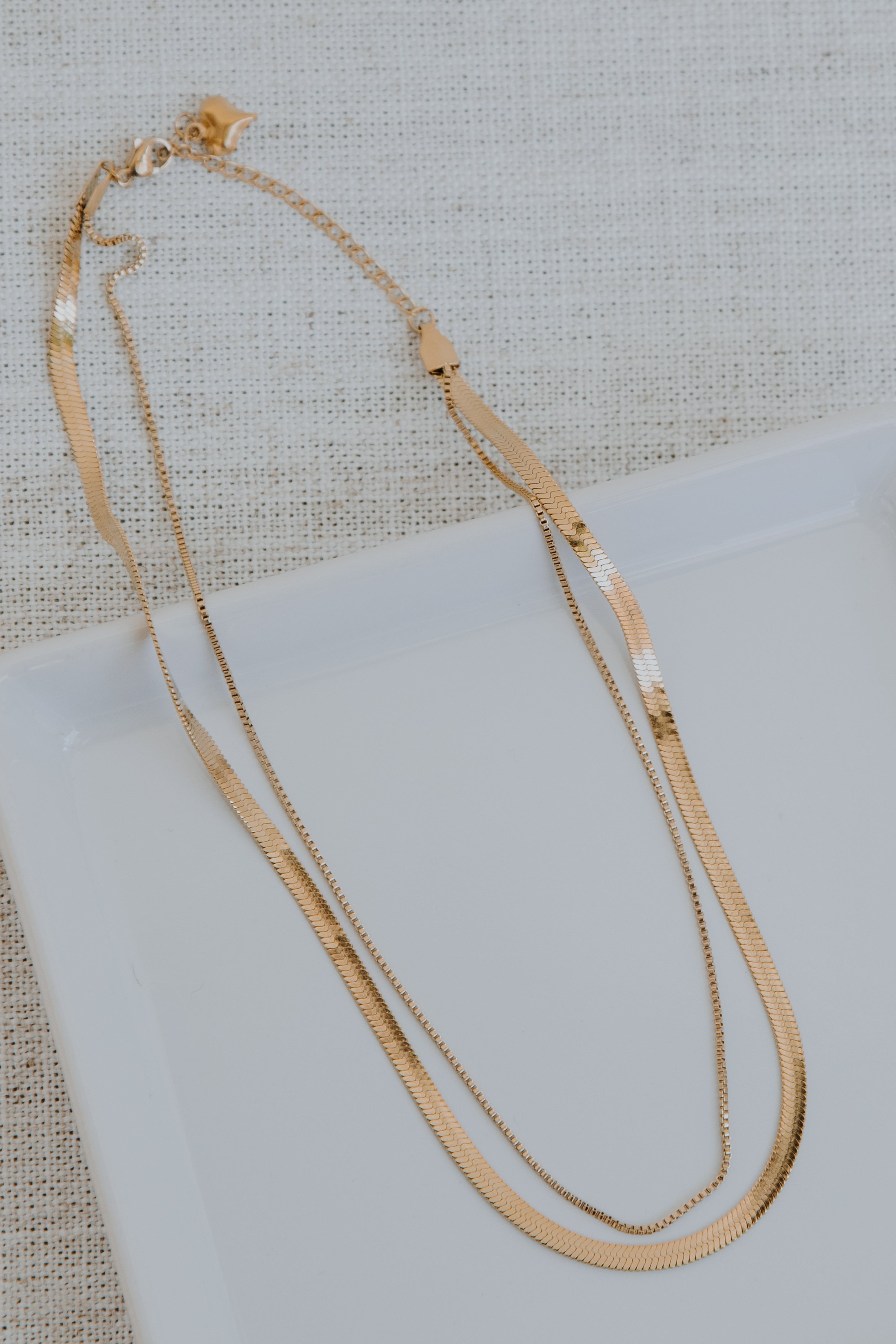 Gold Layered Chain Necklace flat lay