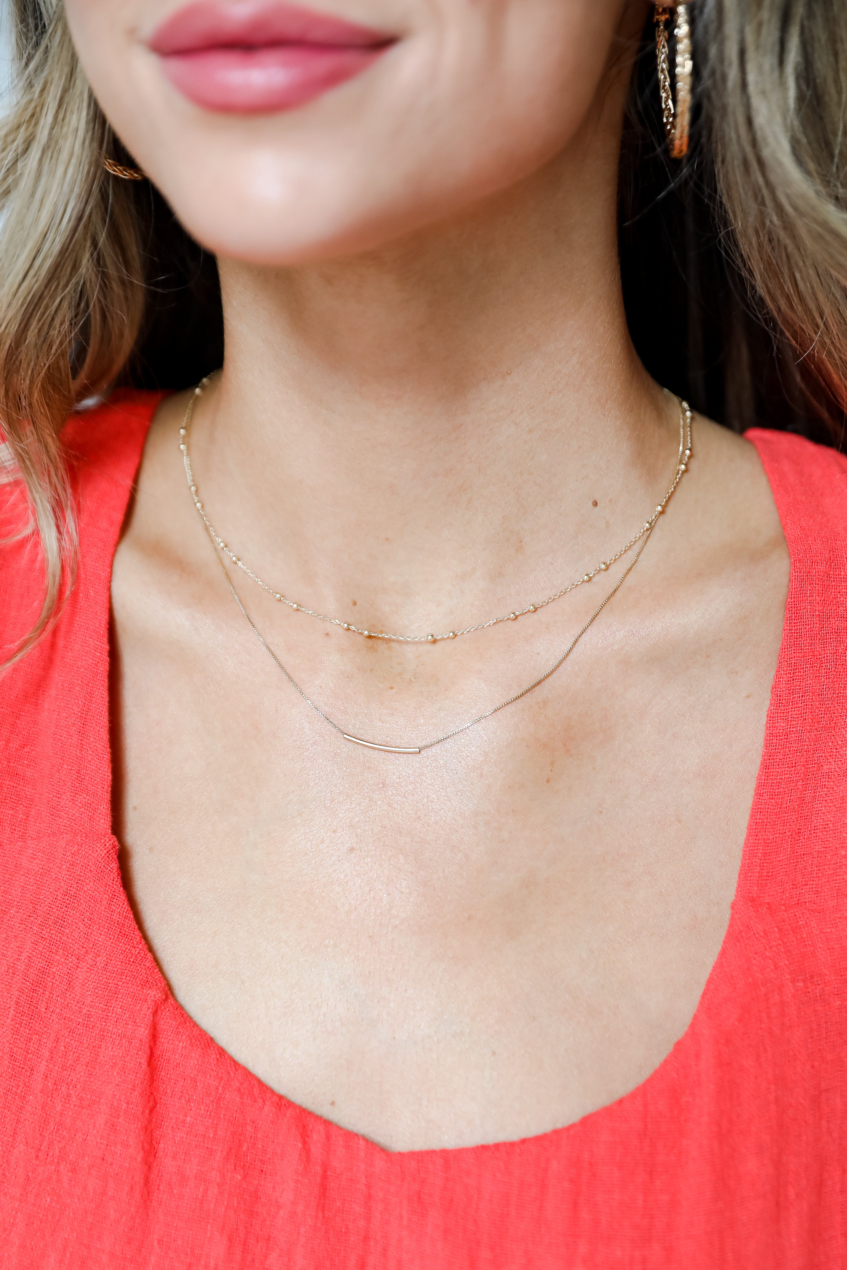 Cute Gold Layered Chain Necklace Dress Up