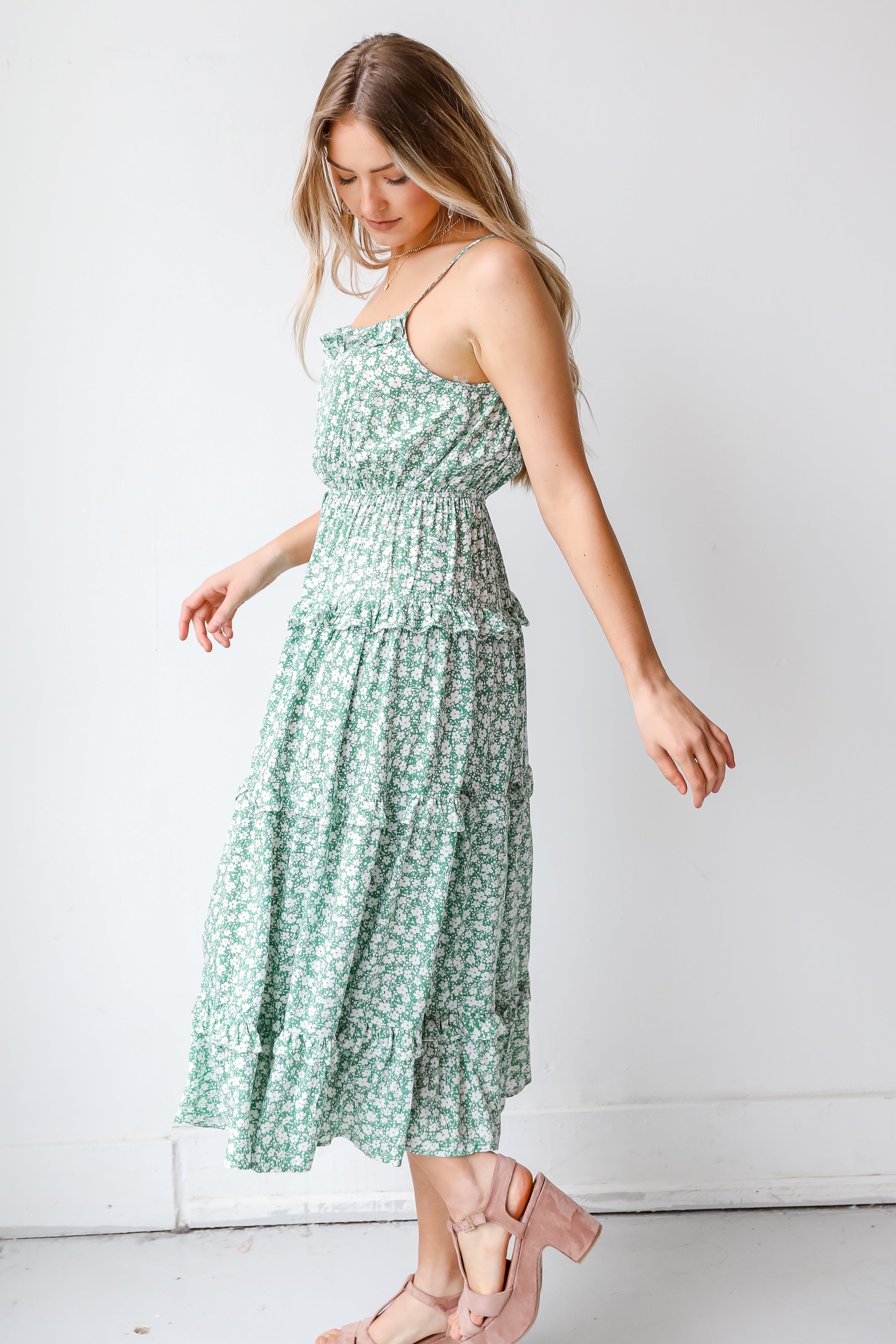 Tiered Floral Maxi Dress side view