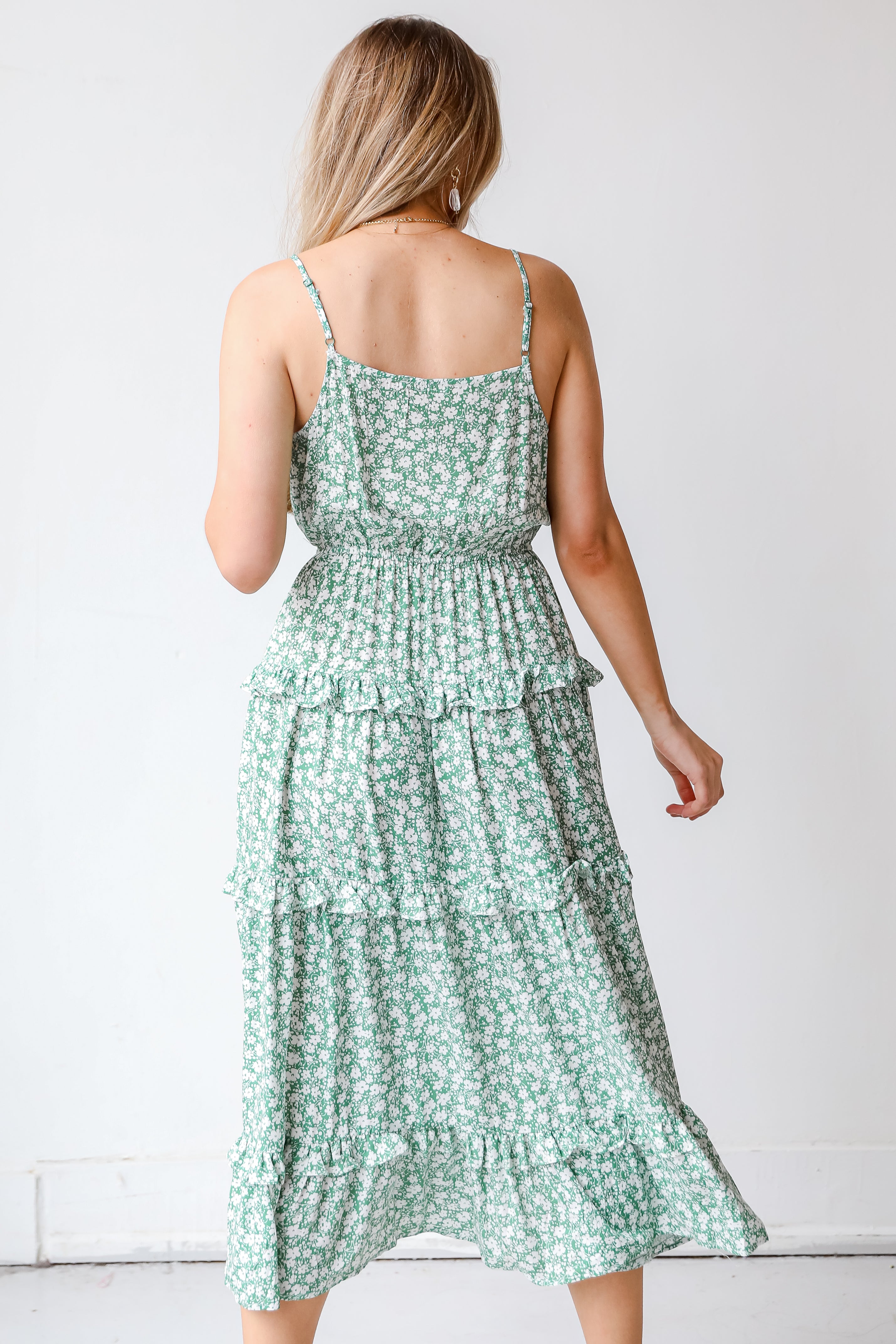 Tiered Floral Maxi Dress back view