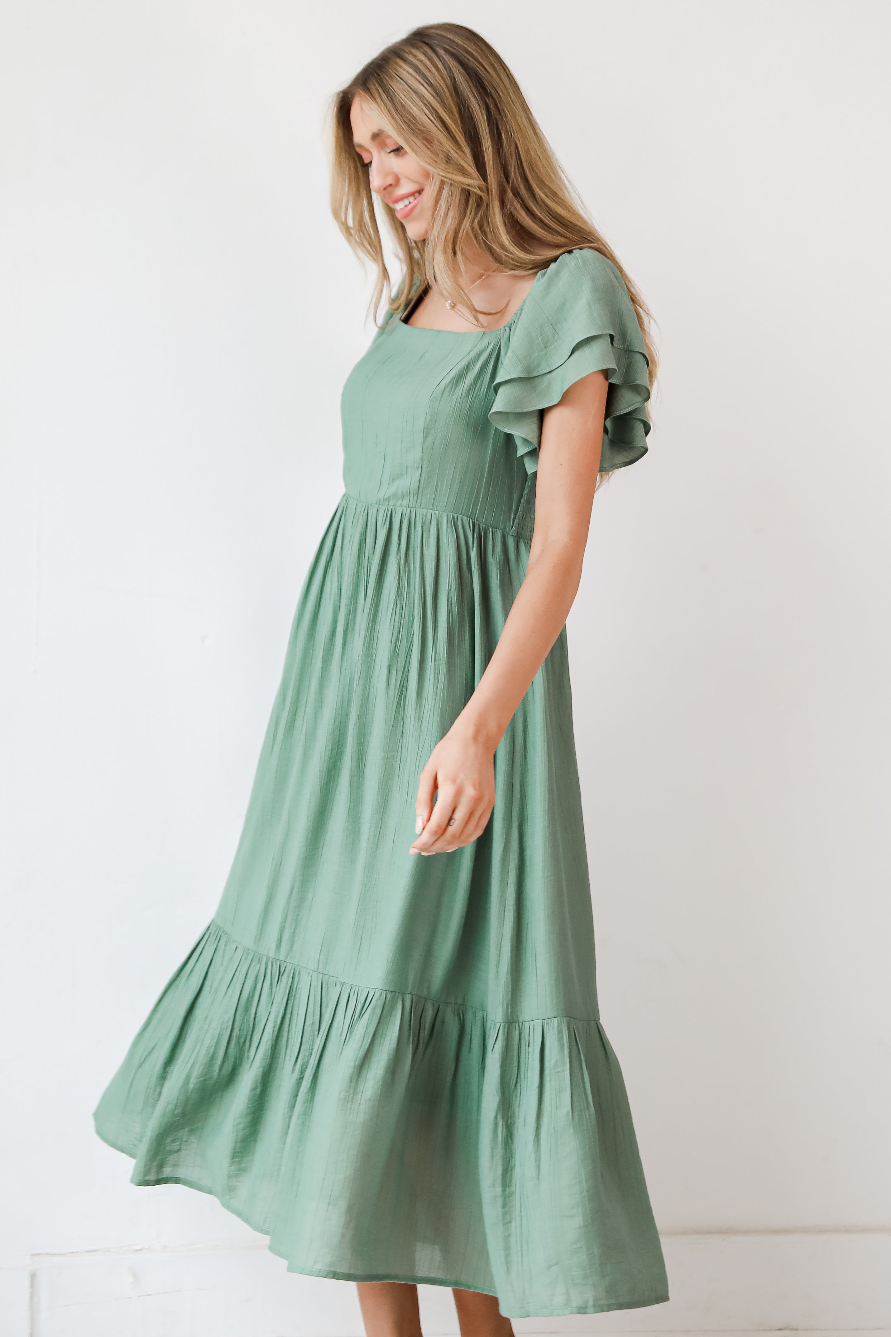 green Midi Dress side view