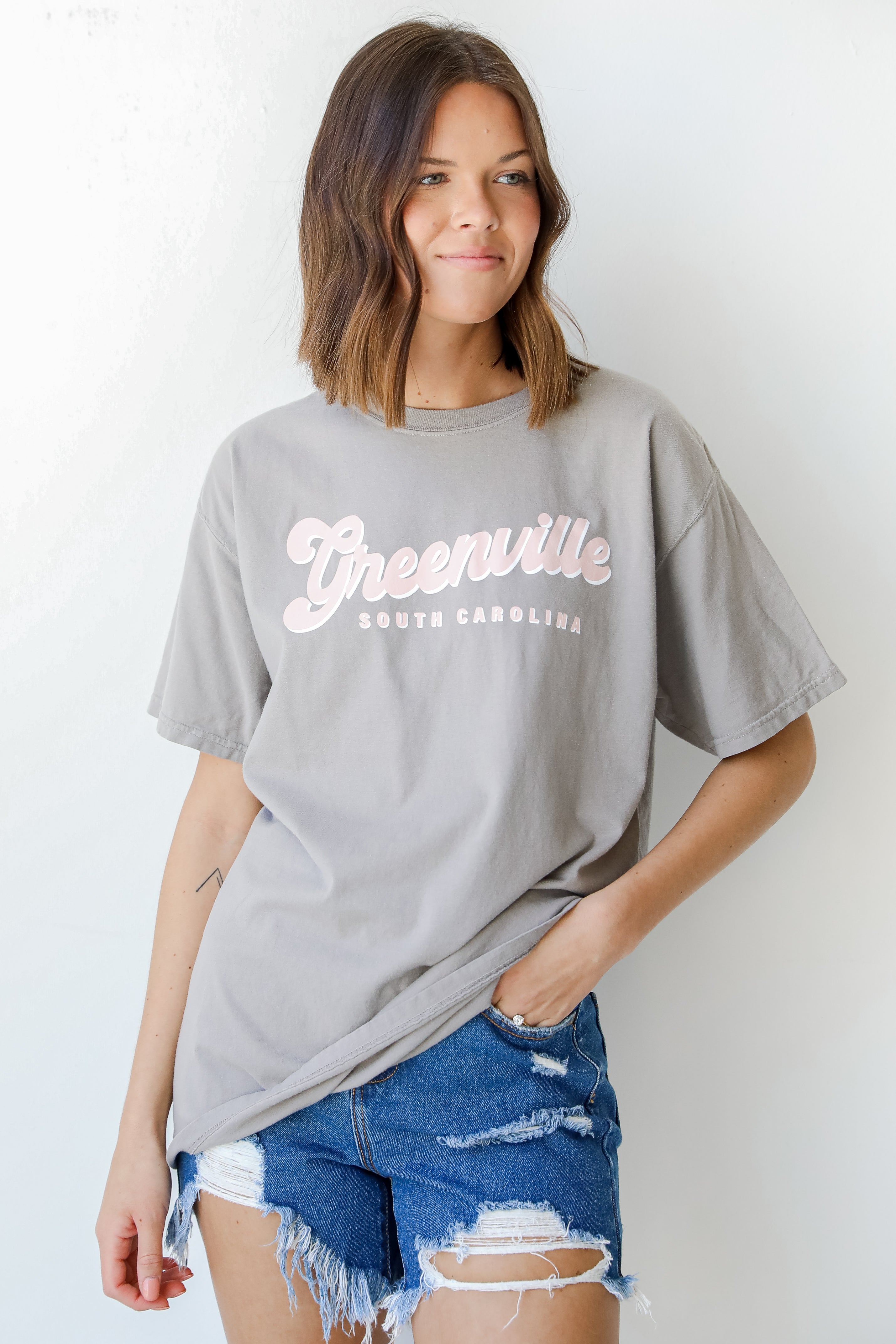 Grey Greenville South Carolina Tee front view