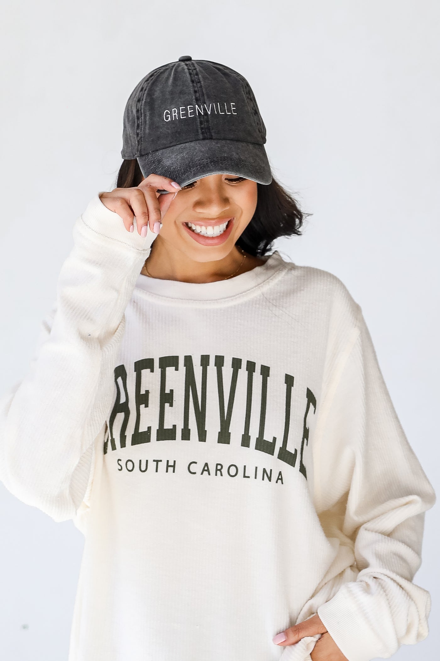 Greenville Embroidered Hat in black