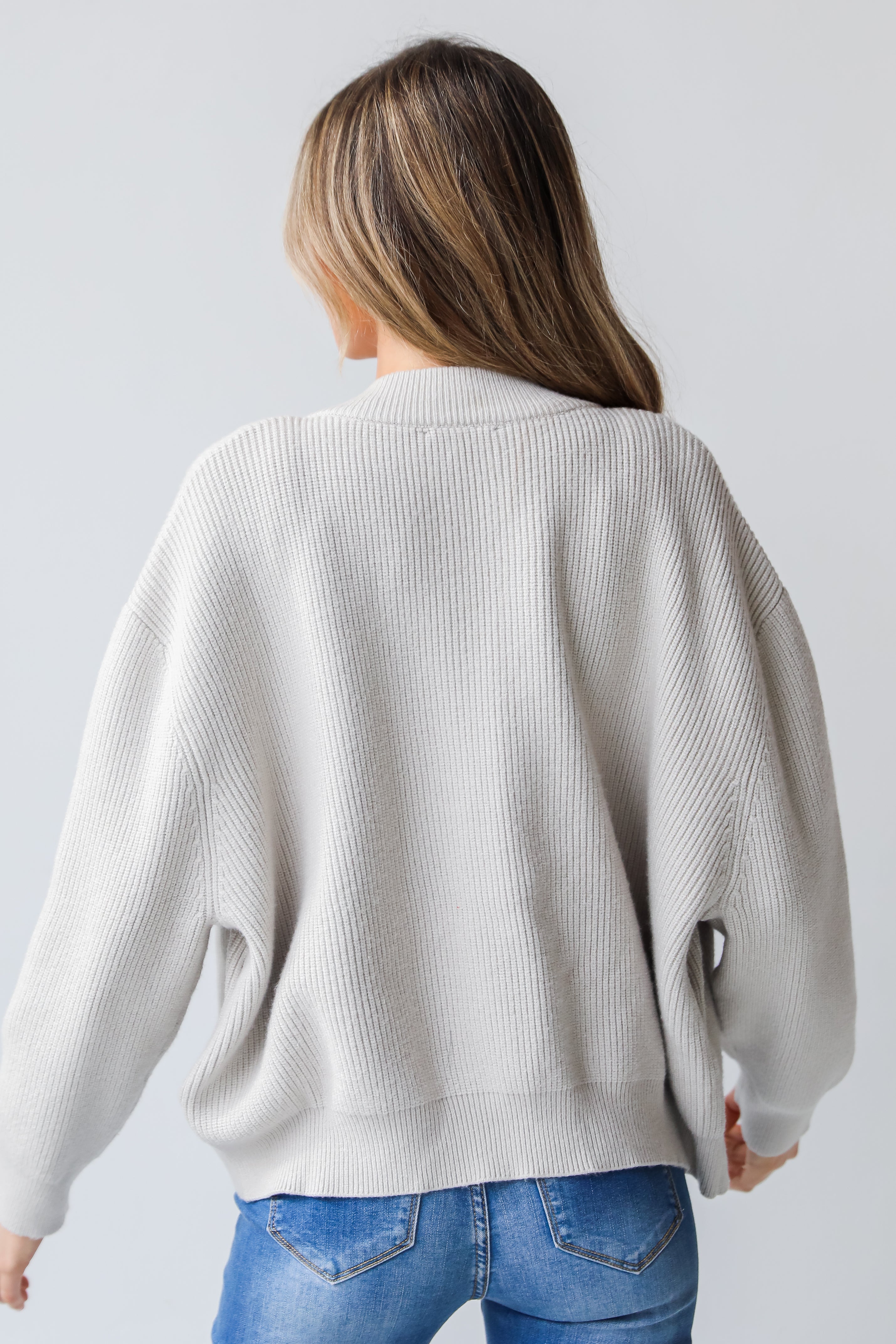 Ribbed Knit Zip-Up Jacket back view