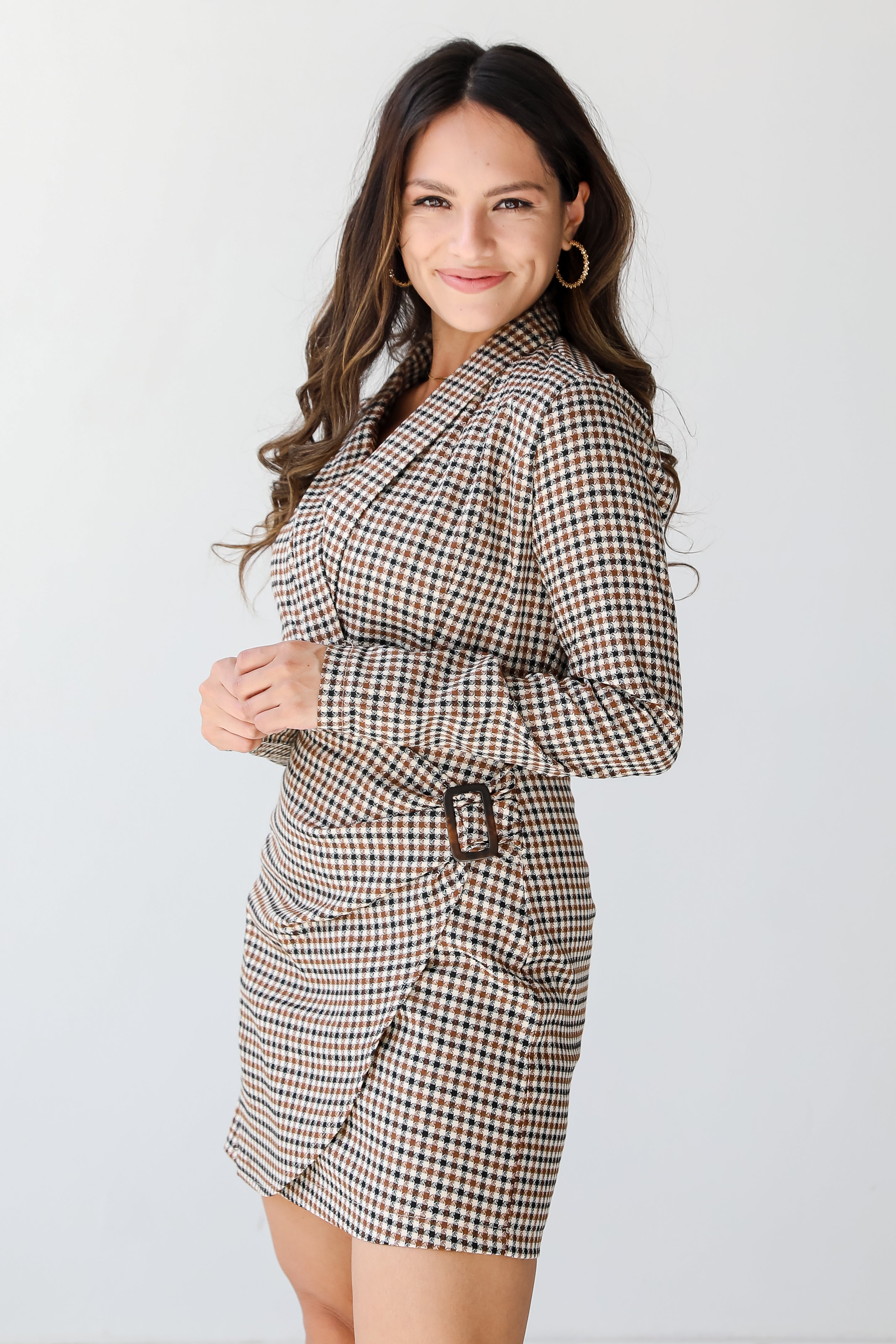 Houndstooth Mini Dress on model