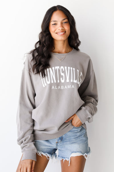Charcoal Huntsville Alabama Block Letter Pullover. Graphic Sweatshirt. Alabama Sweatshirt. Oversized