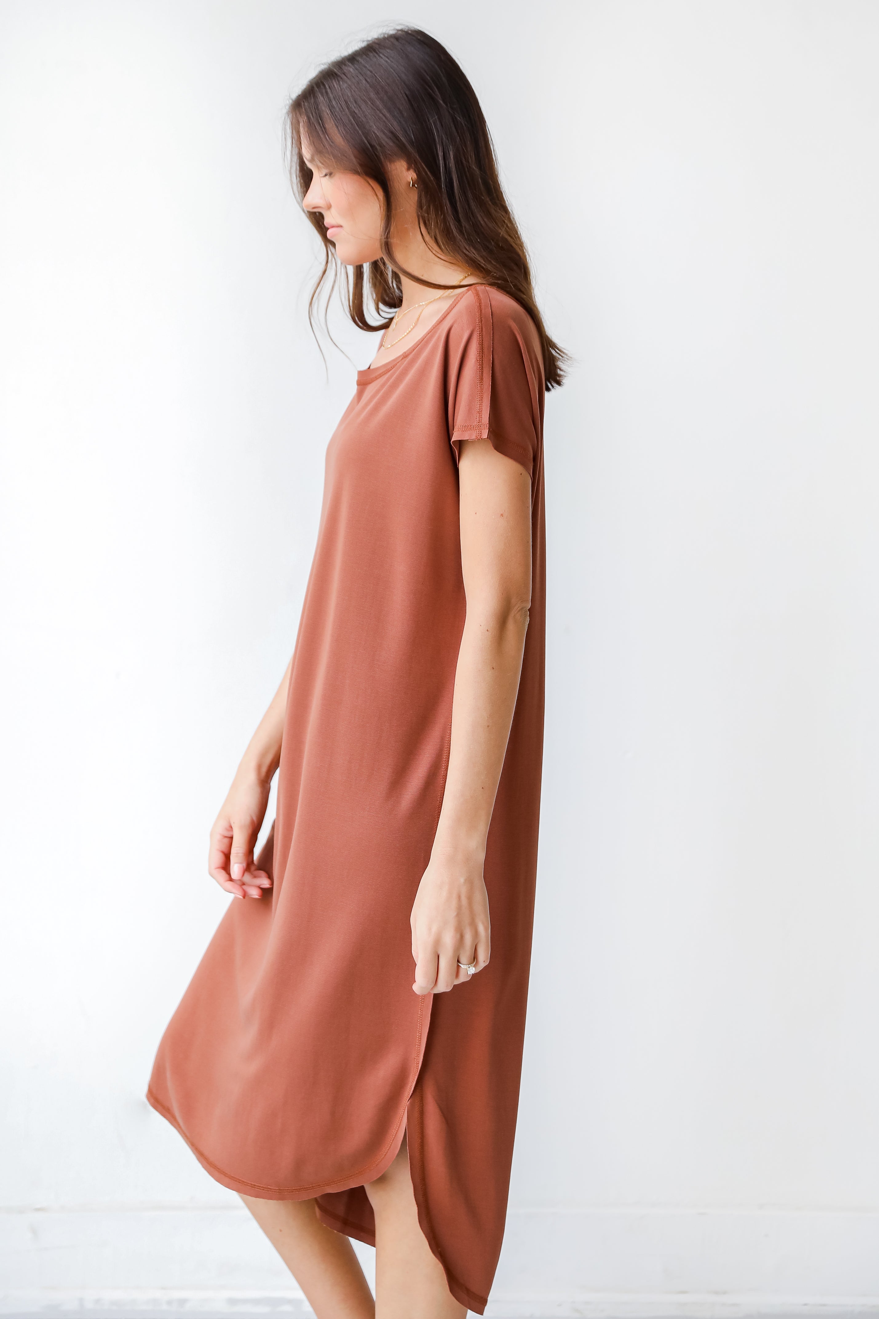 Midi Dress in mocha side view
