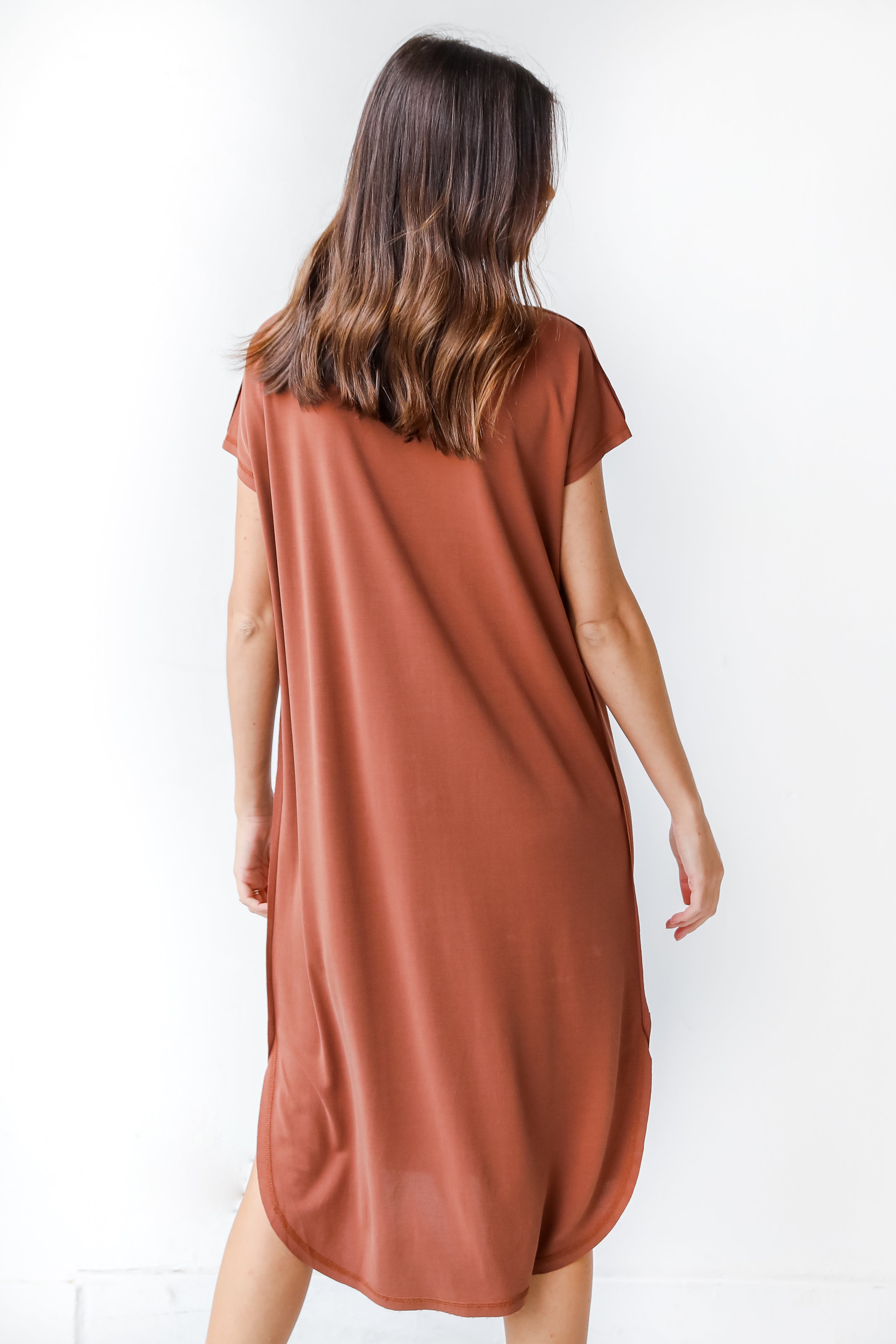 Midi Dress in mocha back view