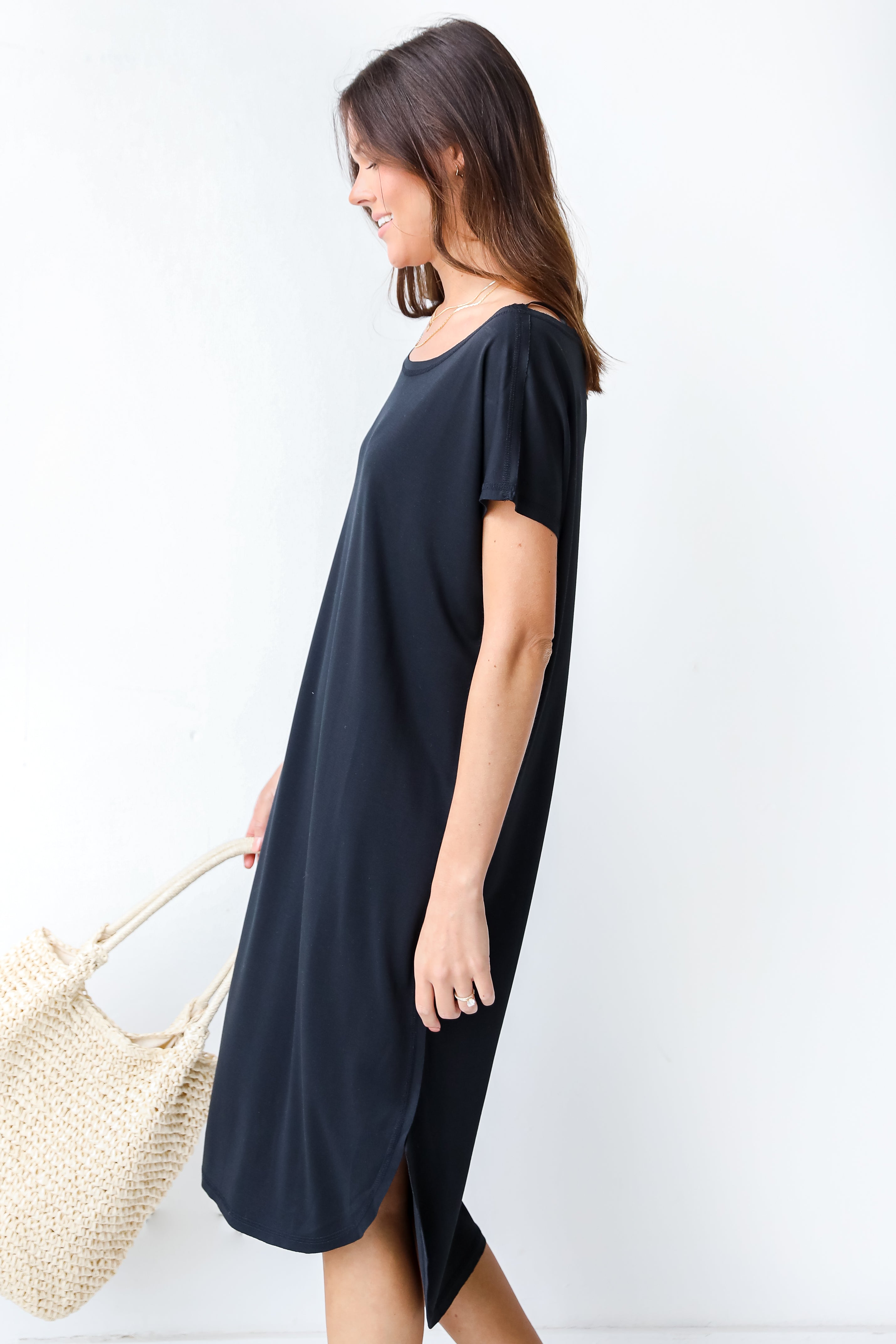 Midi Dress in black side view