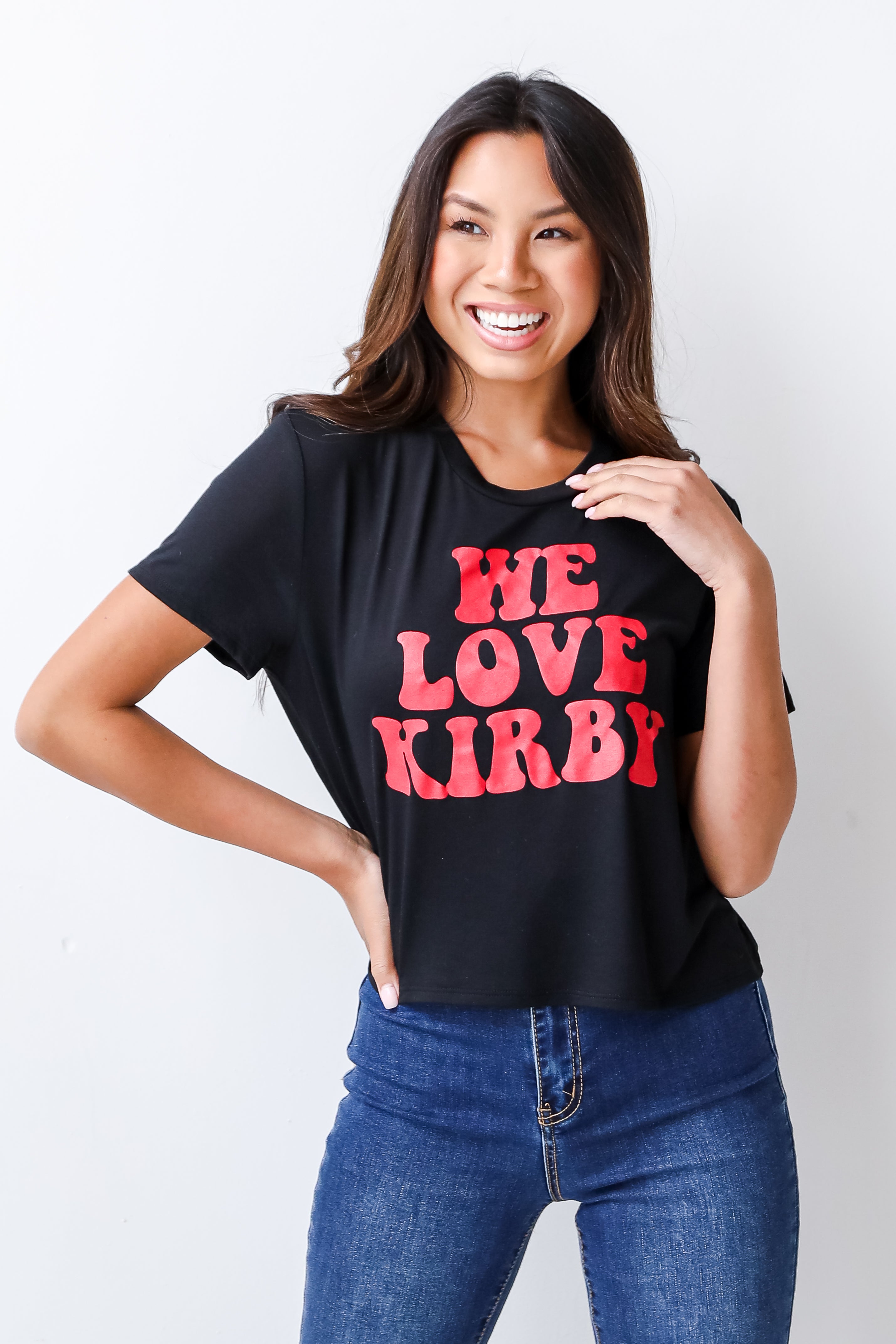 We Love Kirby Cropped Tee on model