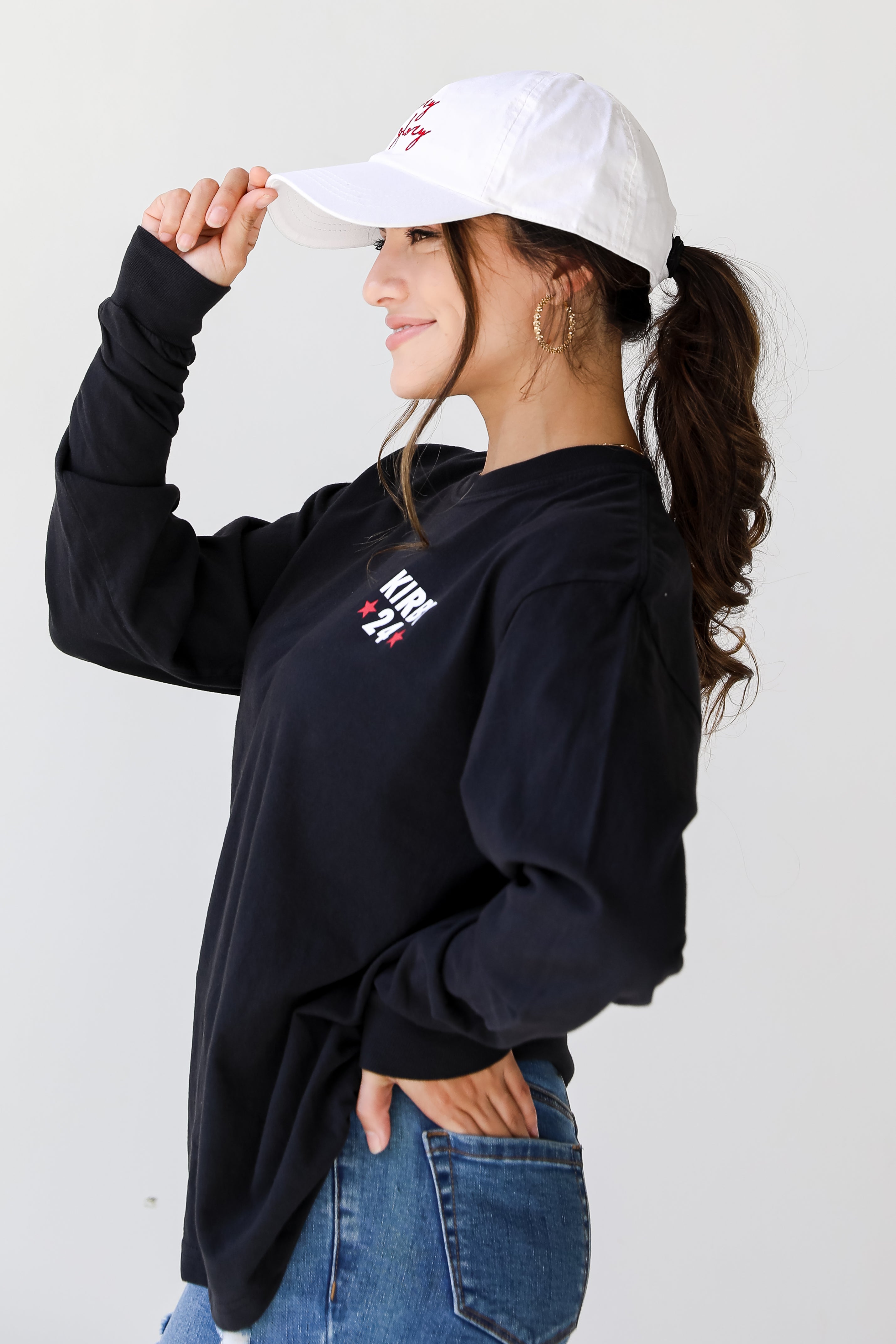 Kirby For President Long Sleeve Tee side view