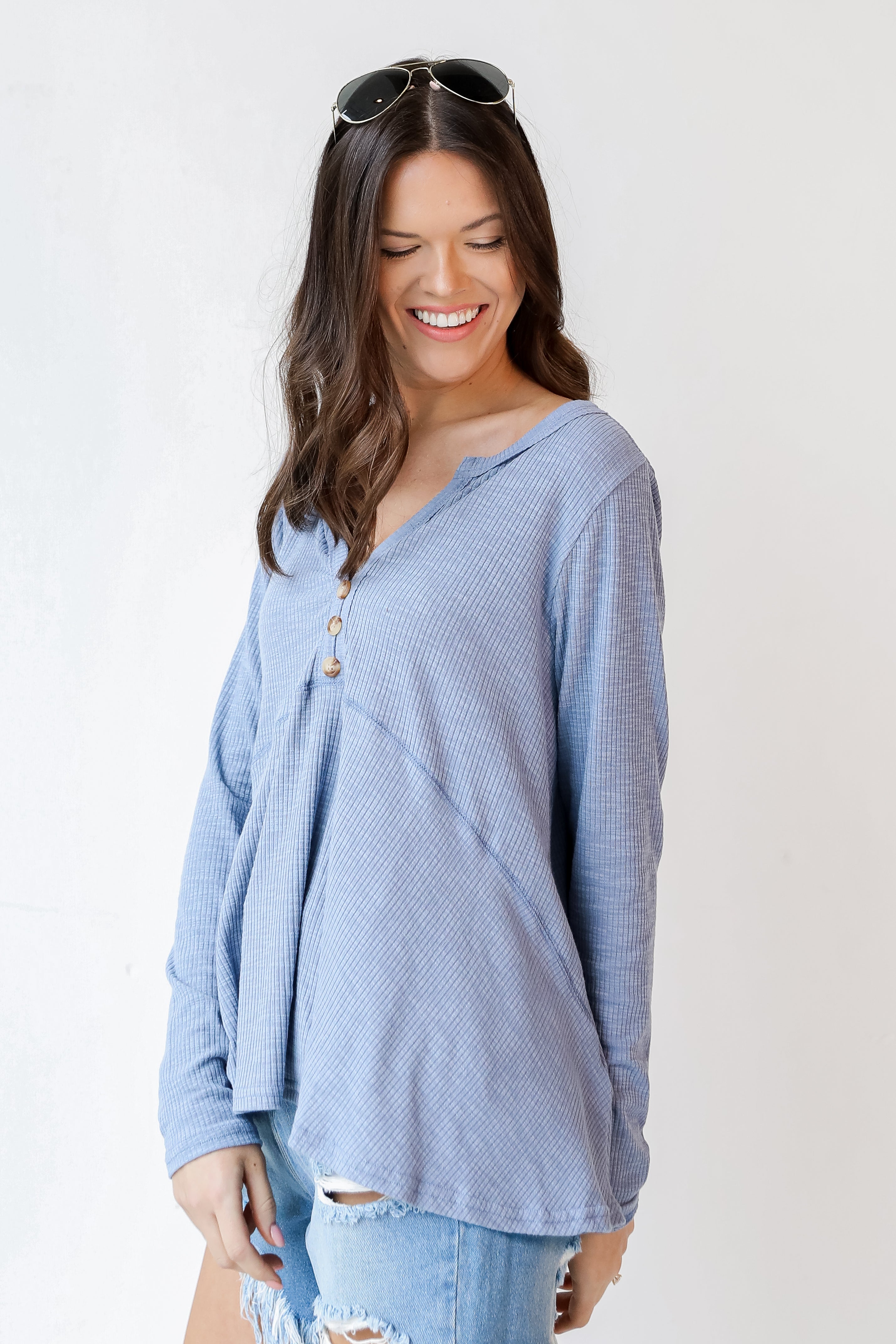 Knit Babydoll Top side view