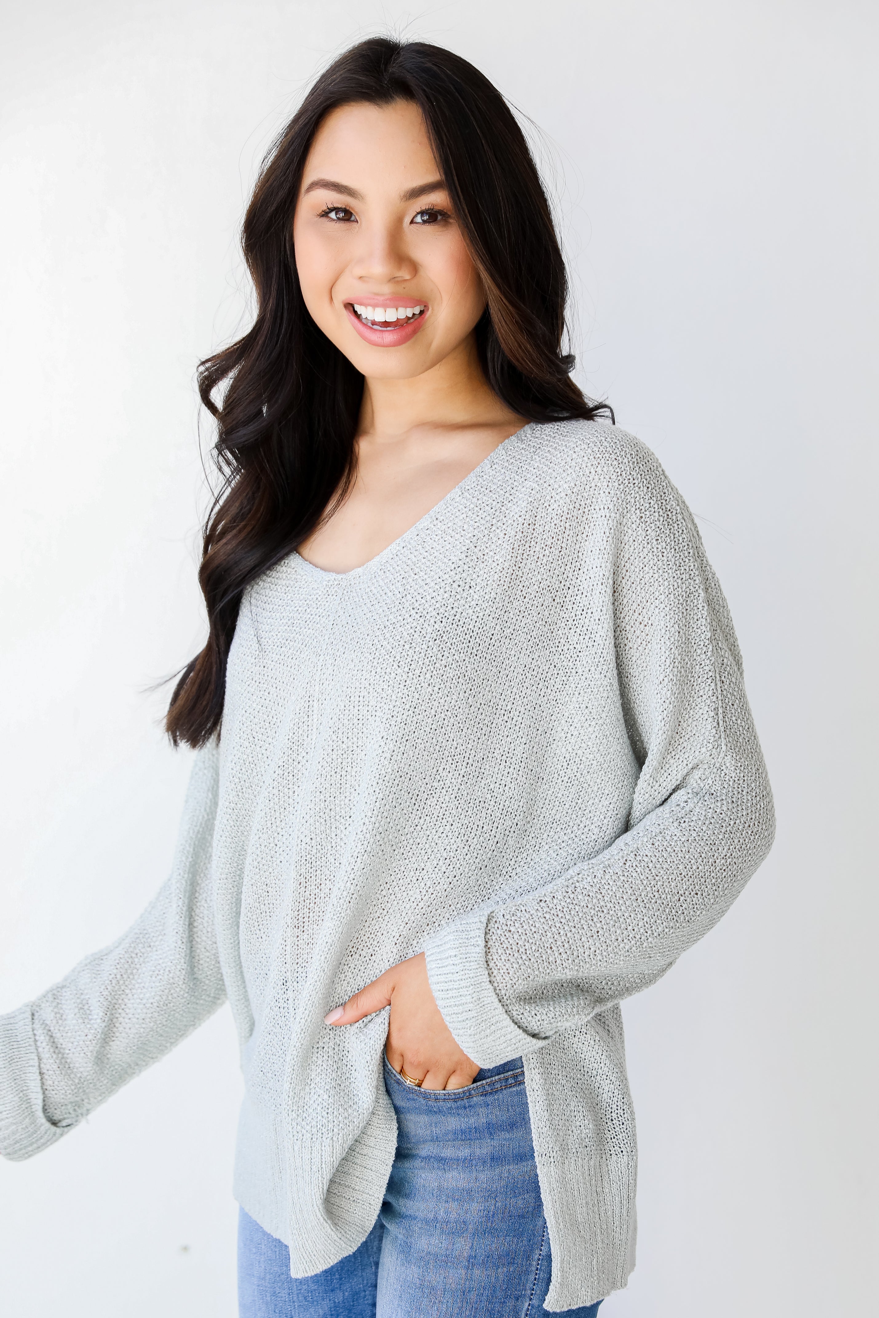 Knit Top in sage side view