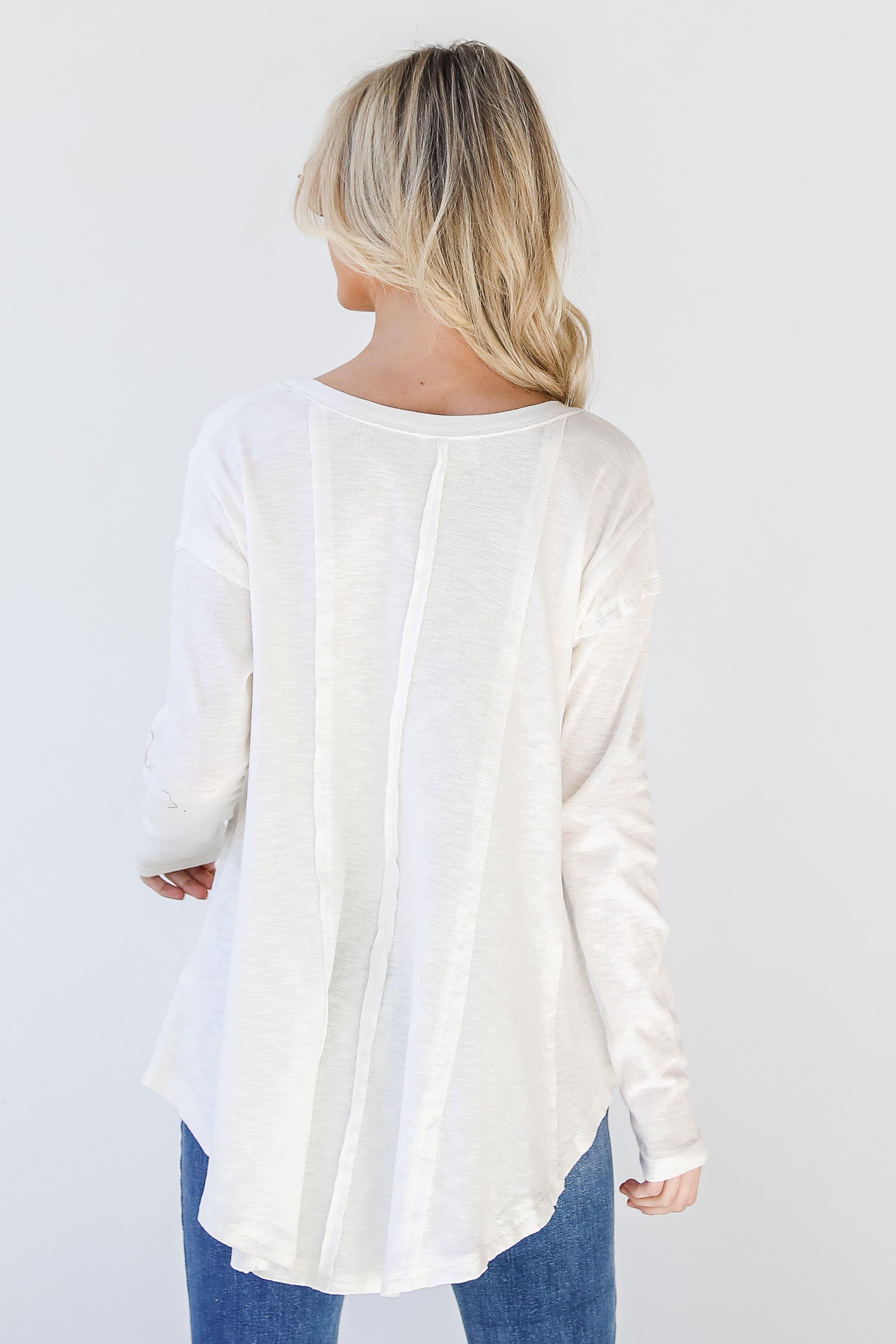 Knit Top in ivory back view