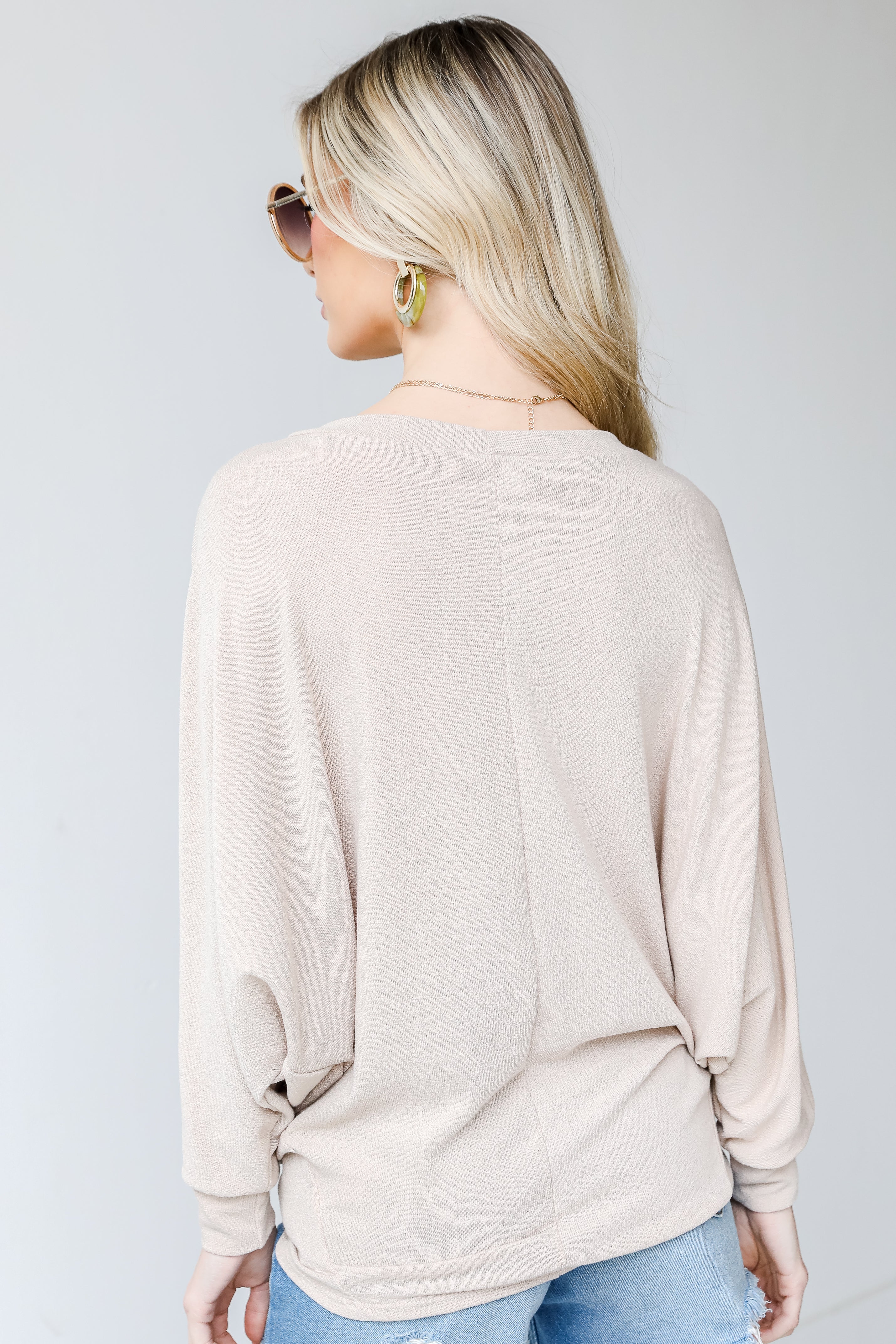 Knit Top in taupe back view