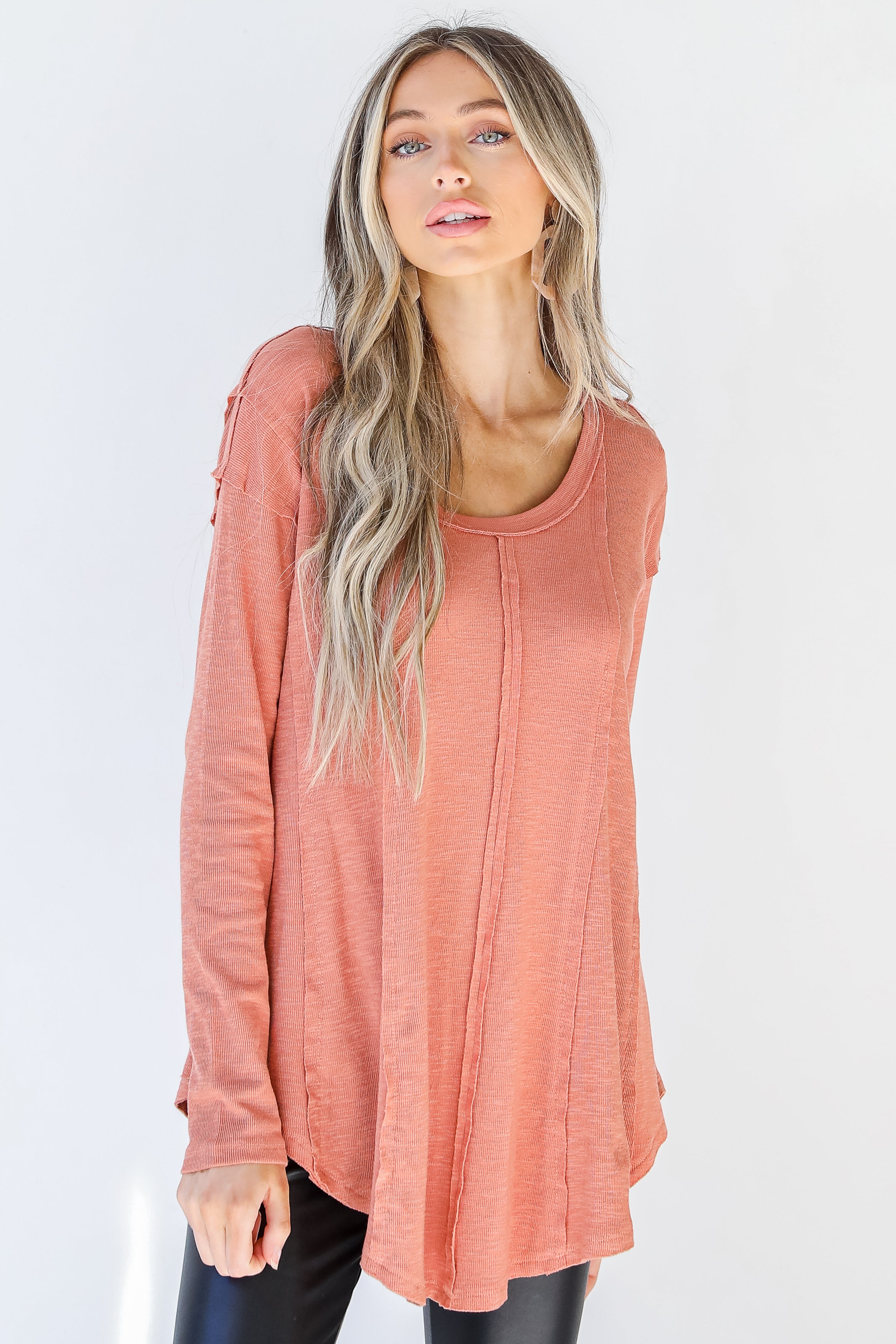 Knit Top in rust front view