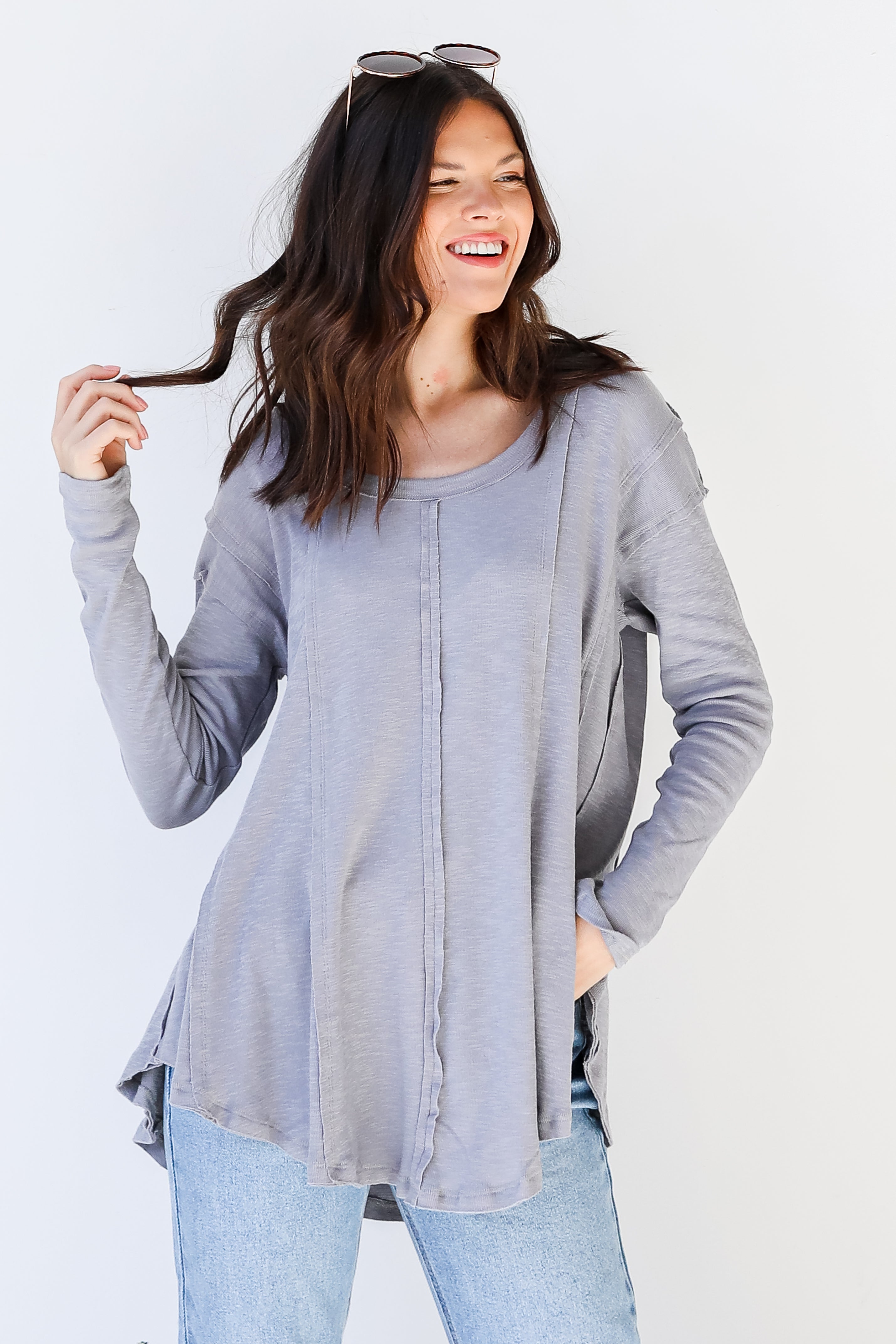 Knit Top in grey front view