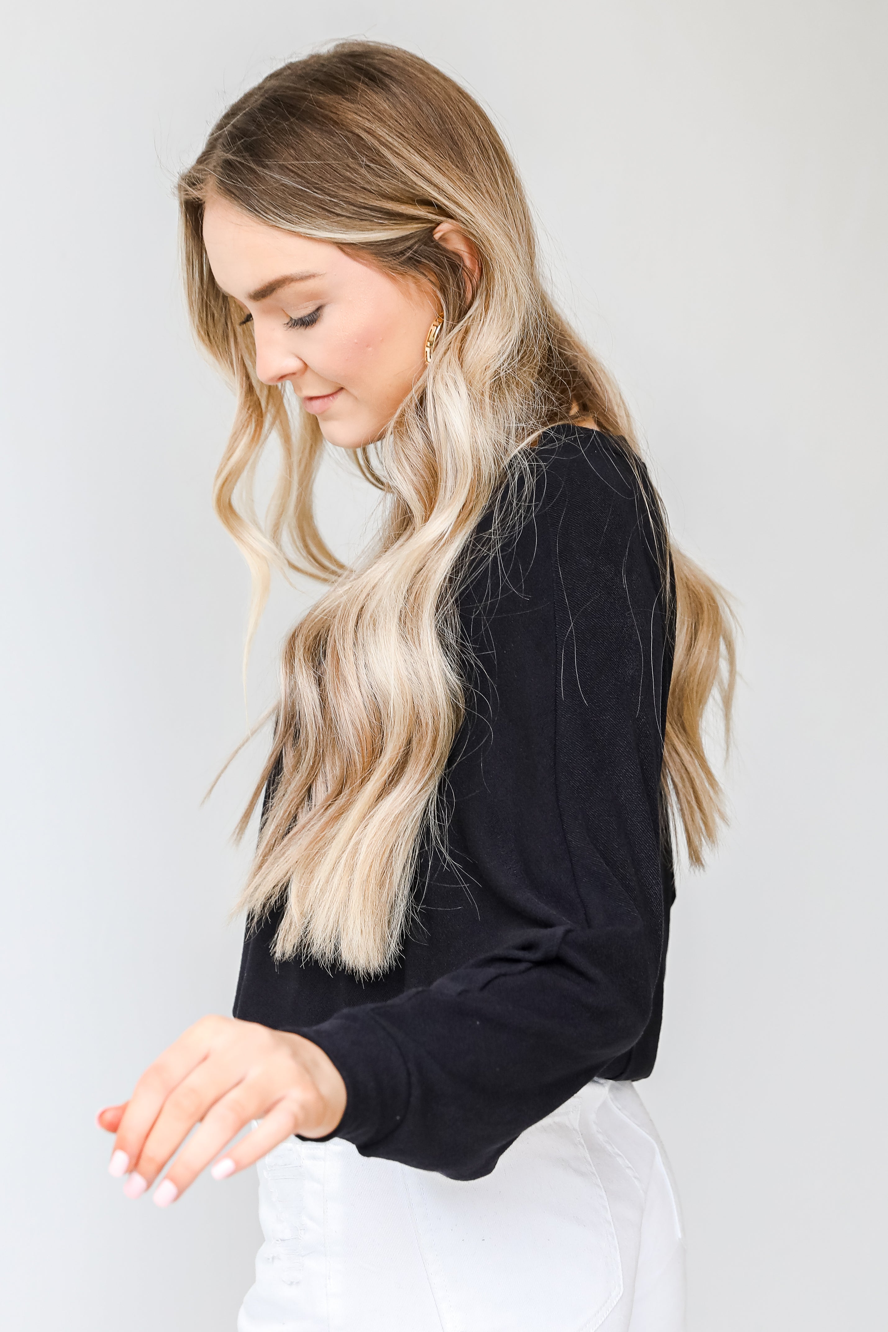 Knit Top in black side view