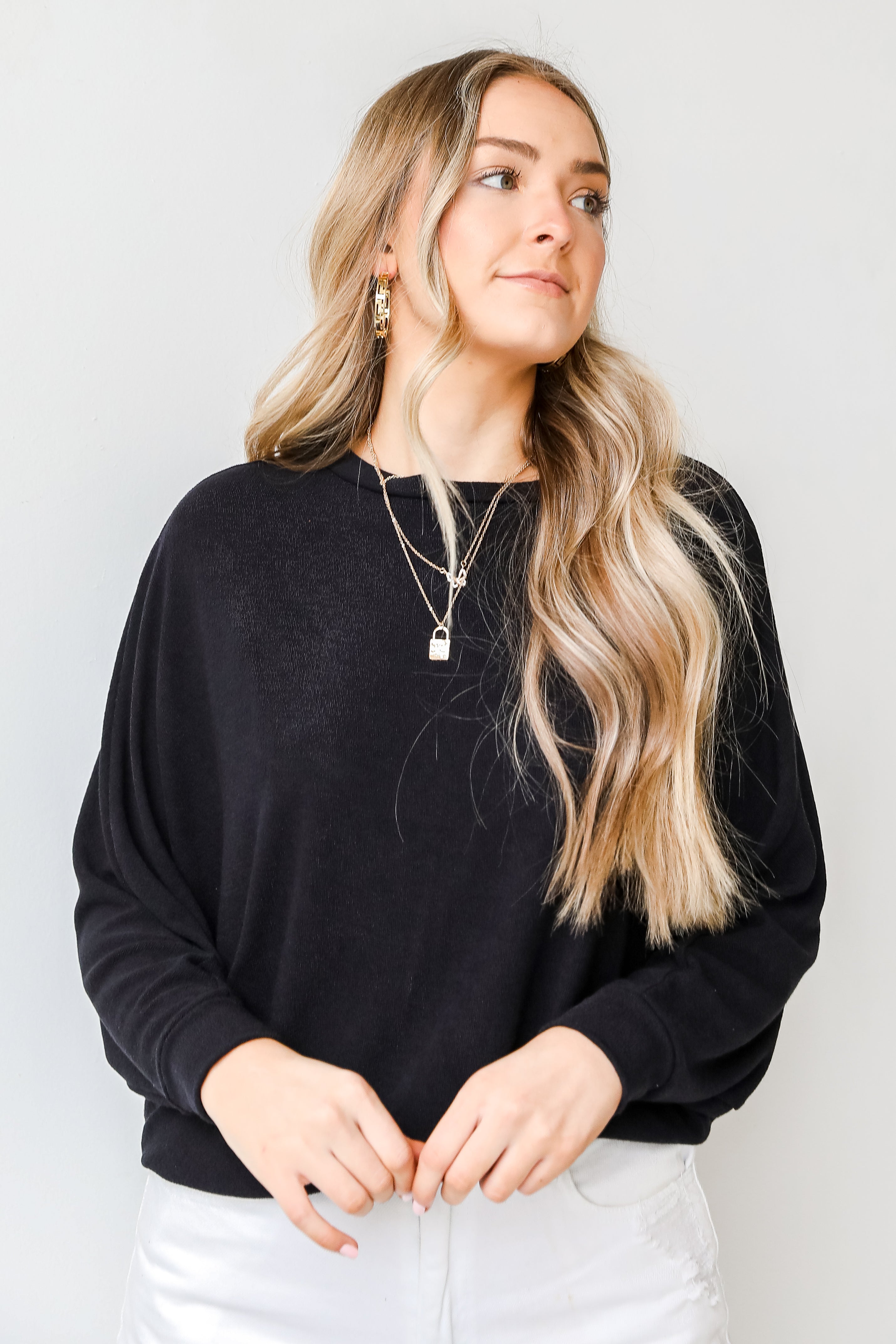 Knit Top in black front view