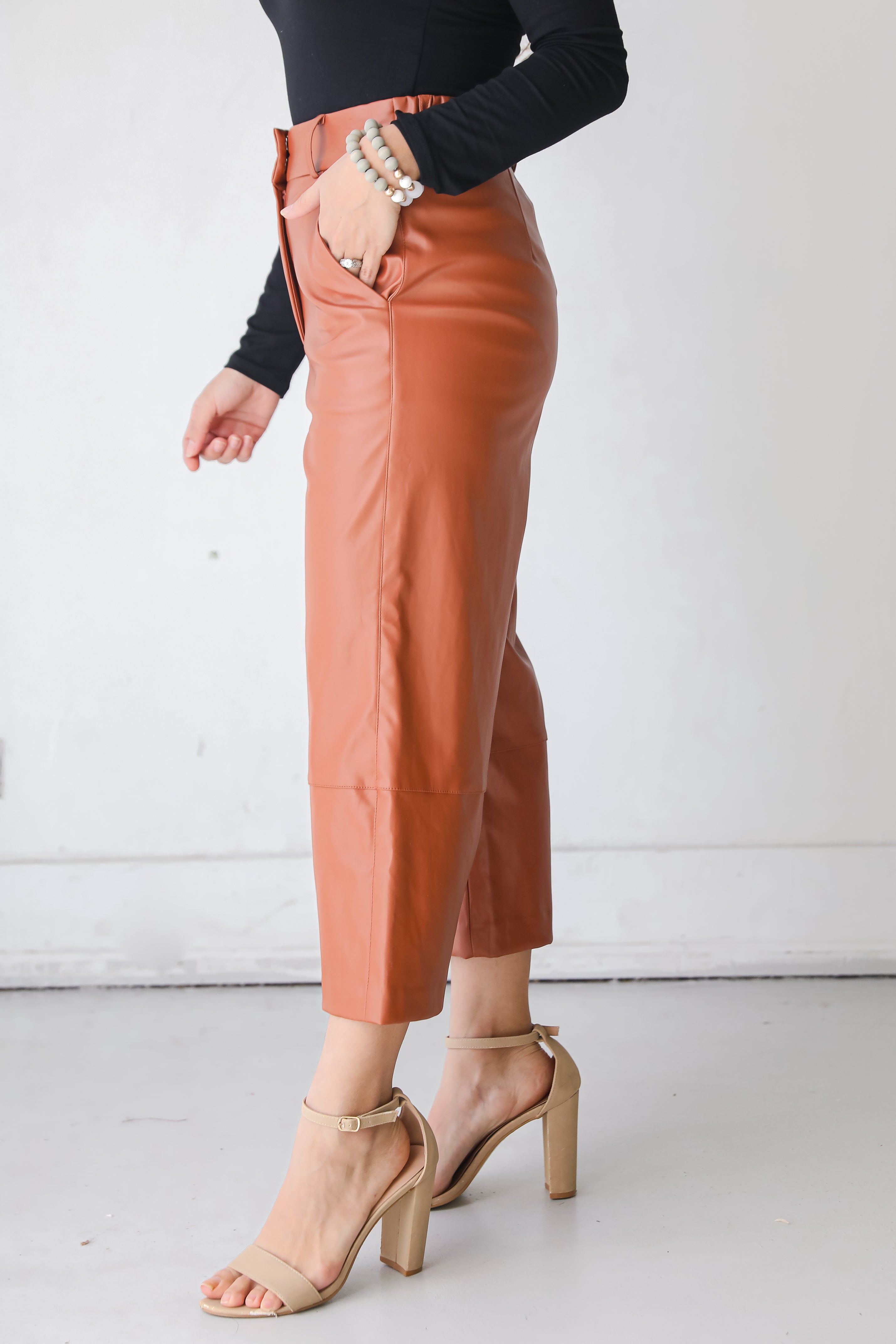 brown Leather Pants side view