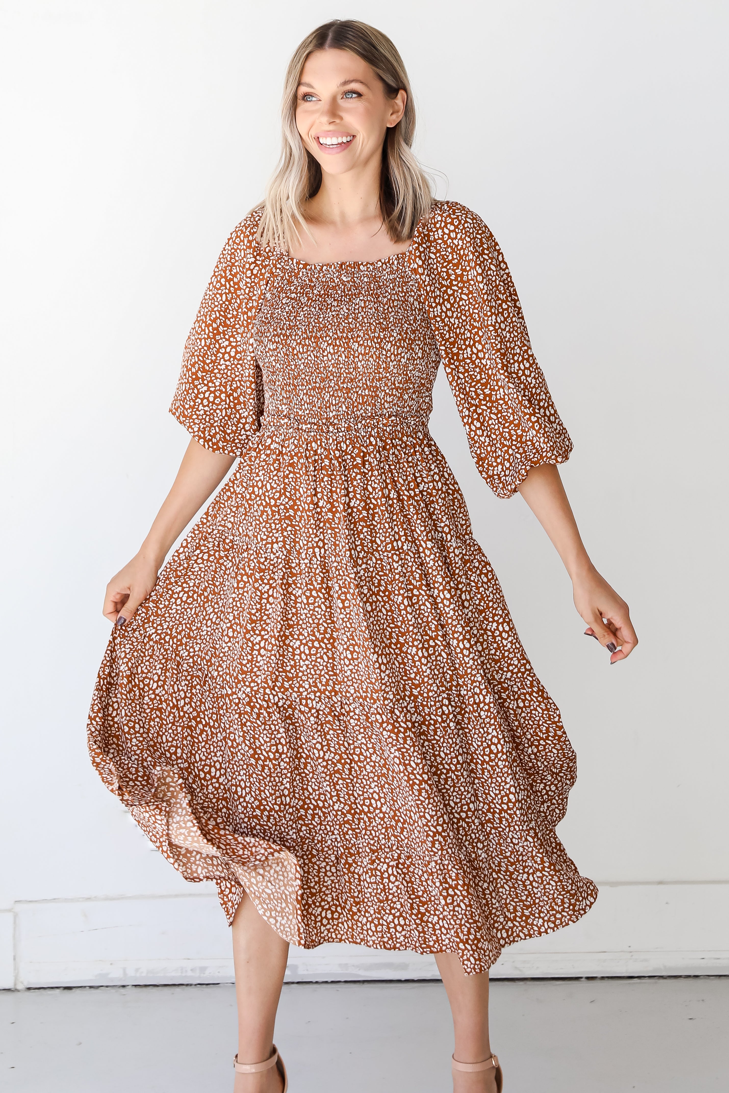 Spotted Midi Dress front view