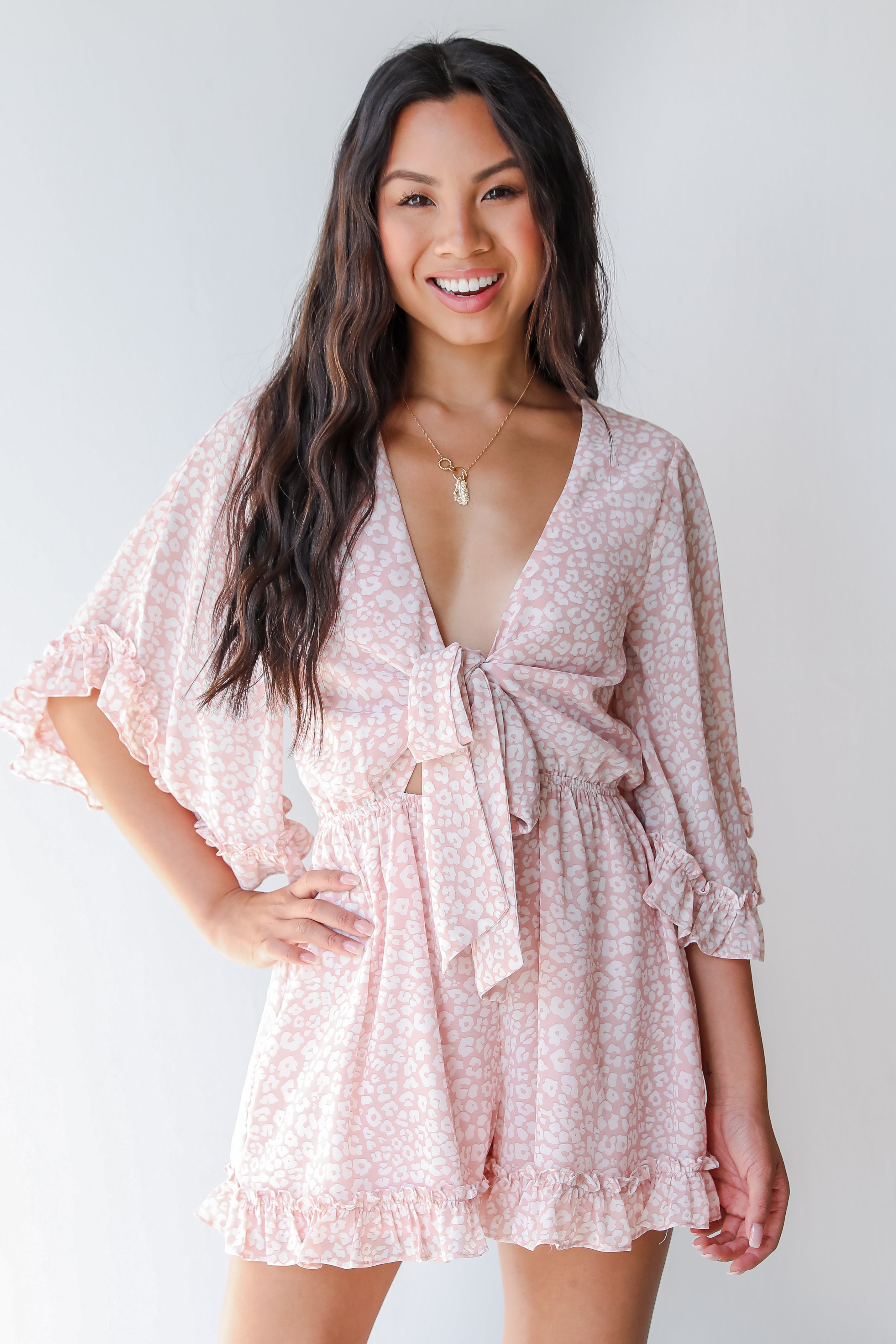 Leopard Romper in mauve