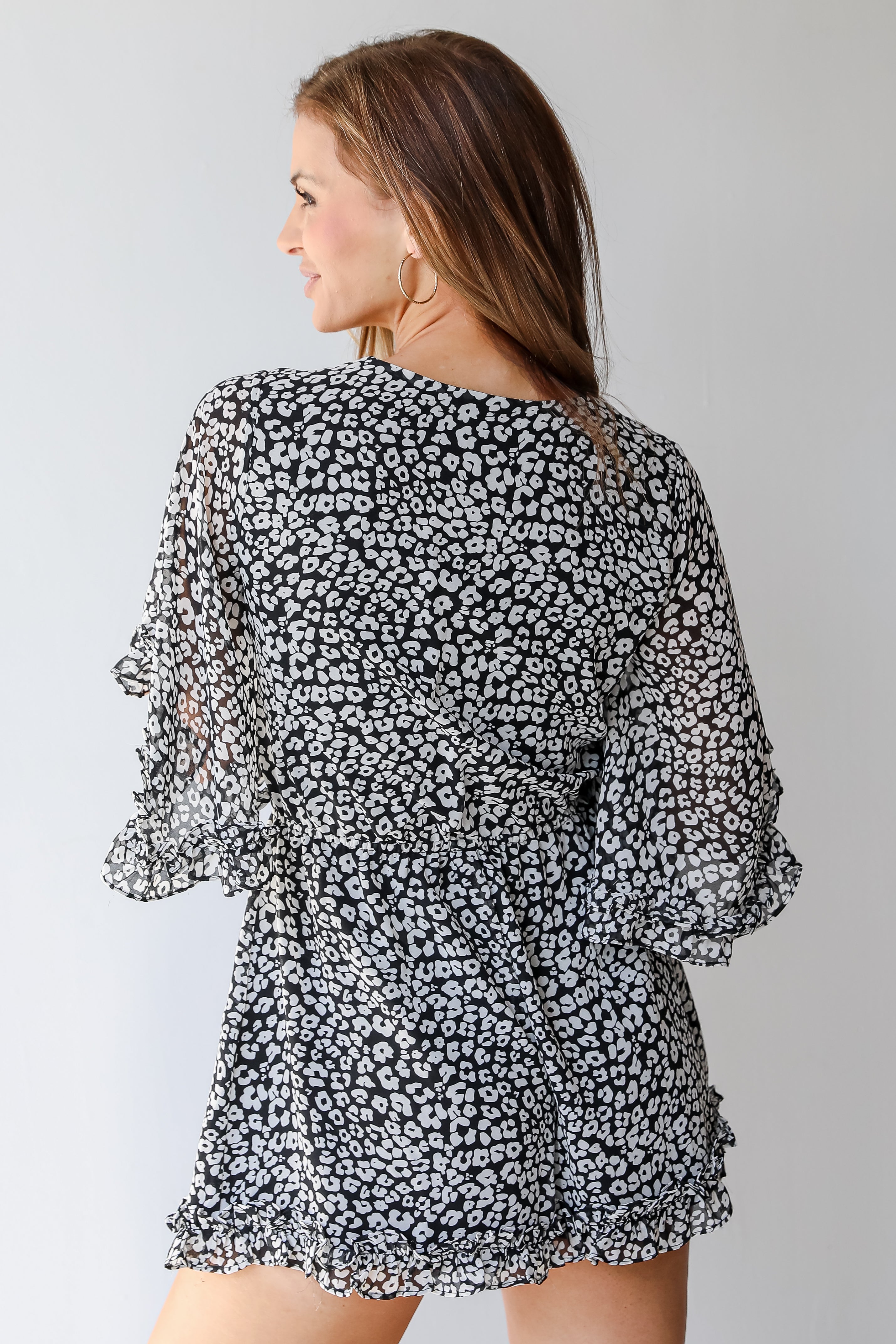 Leopard Romper in black back view