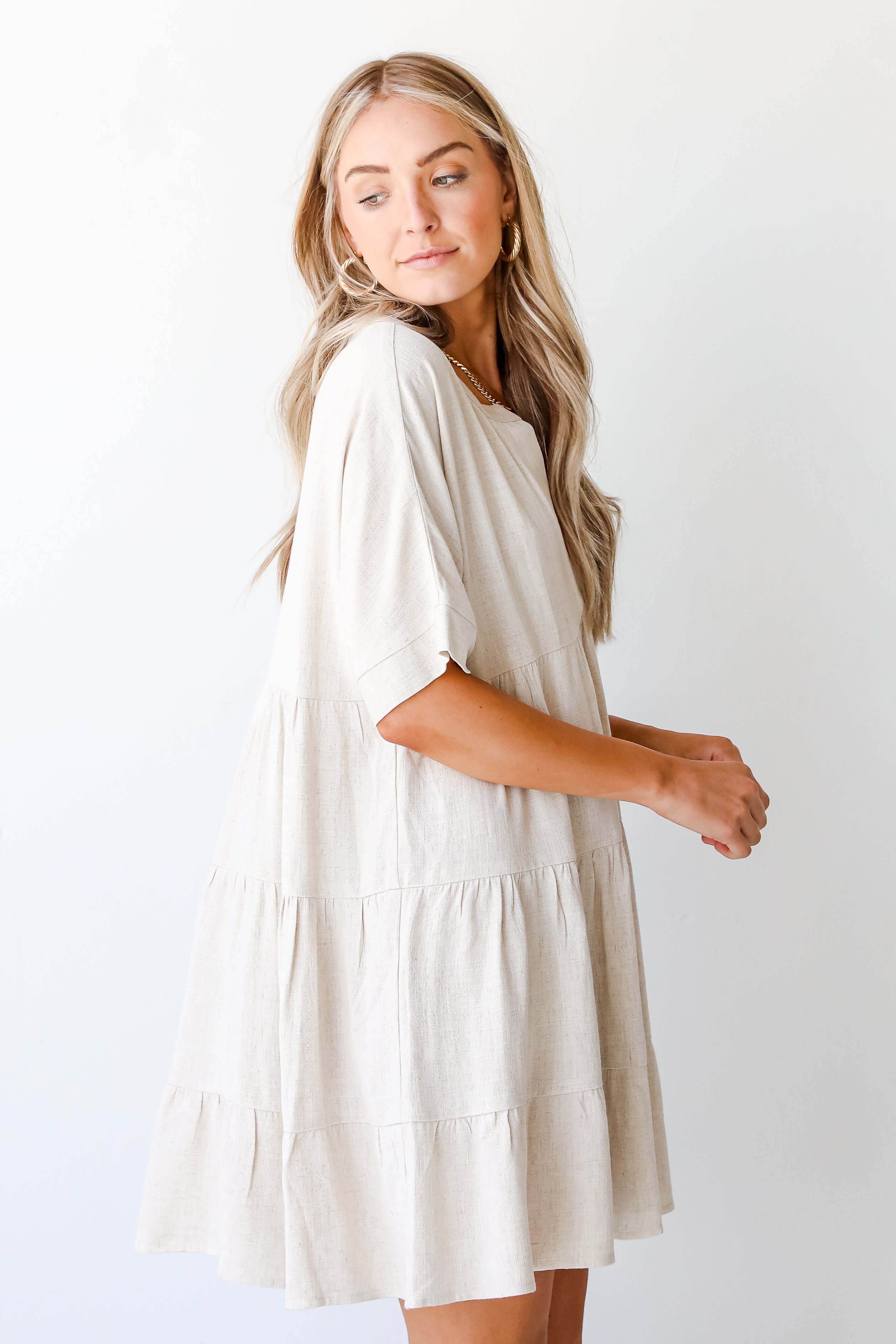 Linen Babydoll Dress side view