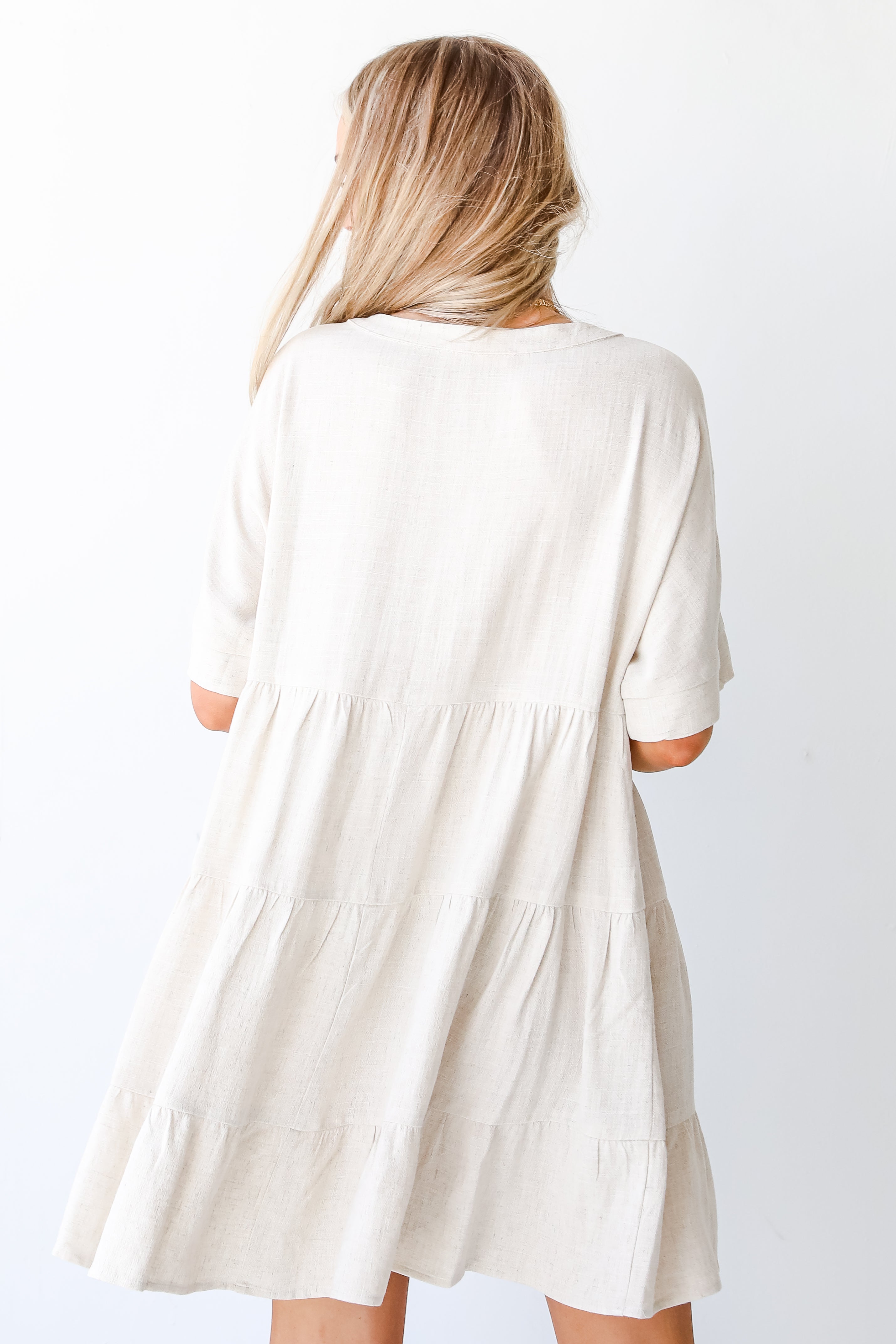 Linen Babydoll Dress back view