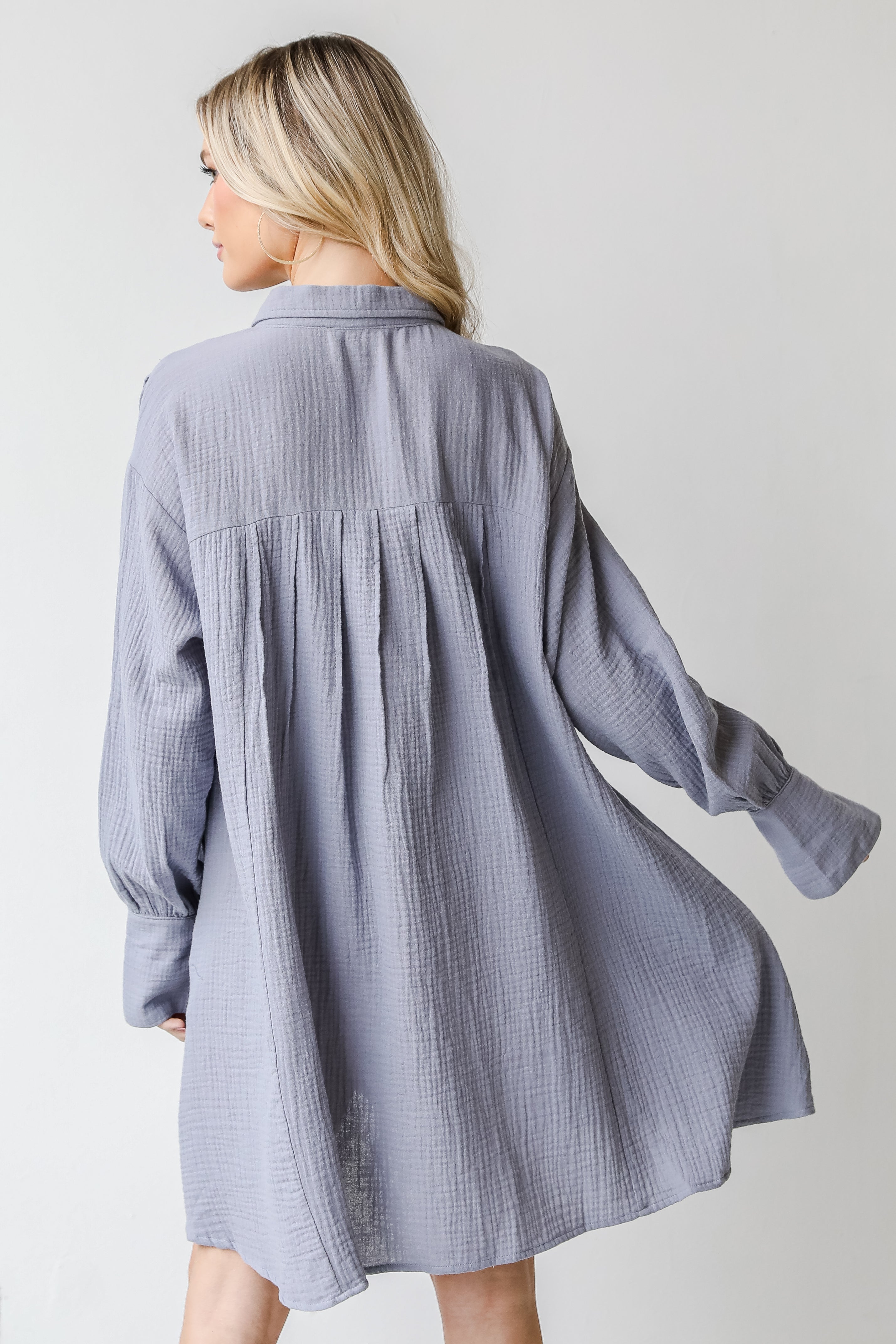 Linen Mini Dress back view